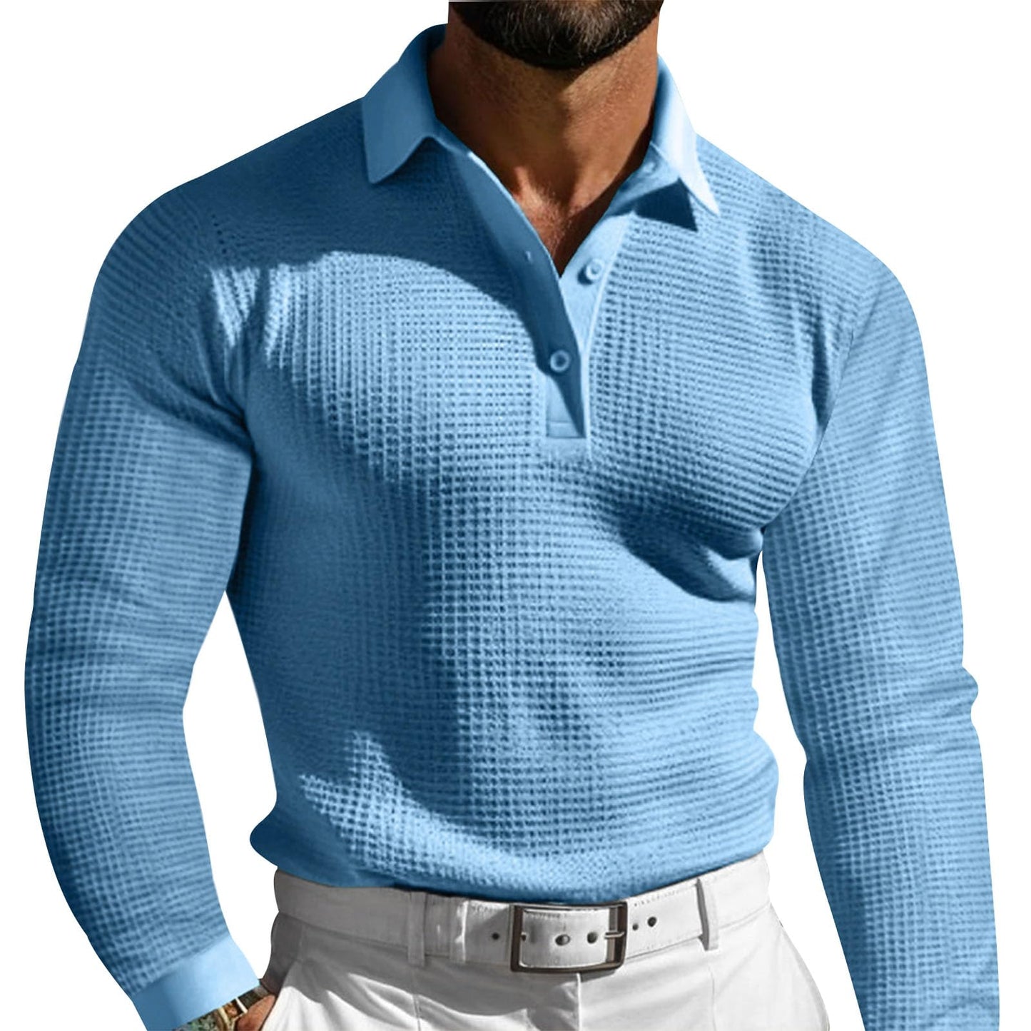 JiffPom Mens Polo Shirts Buttons Fashion Long Sleeve Crewneck Hippie Pullover Collared Workout Summer Casual Retro Blouses