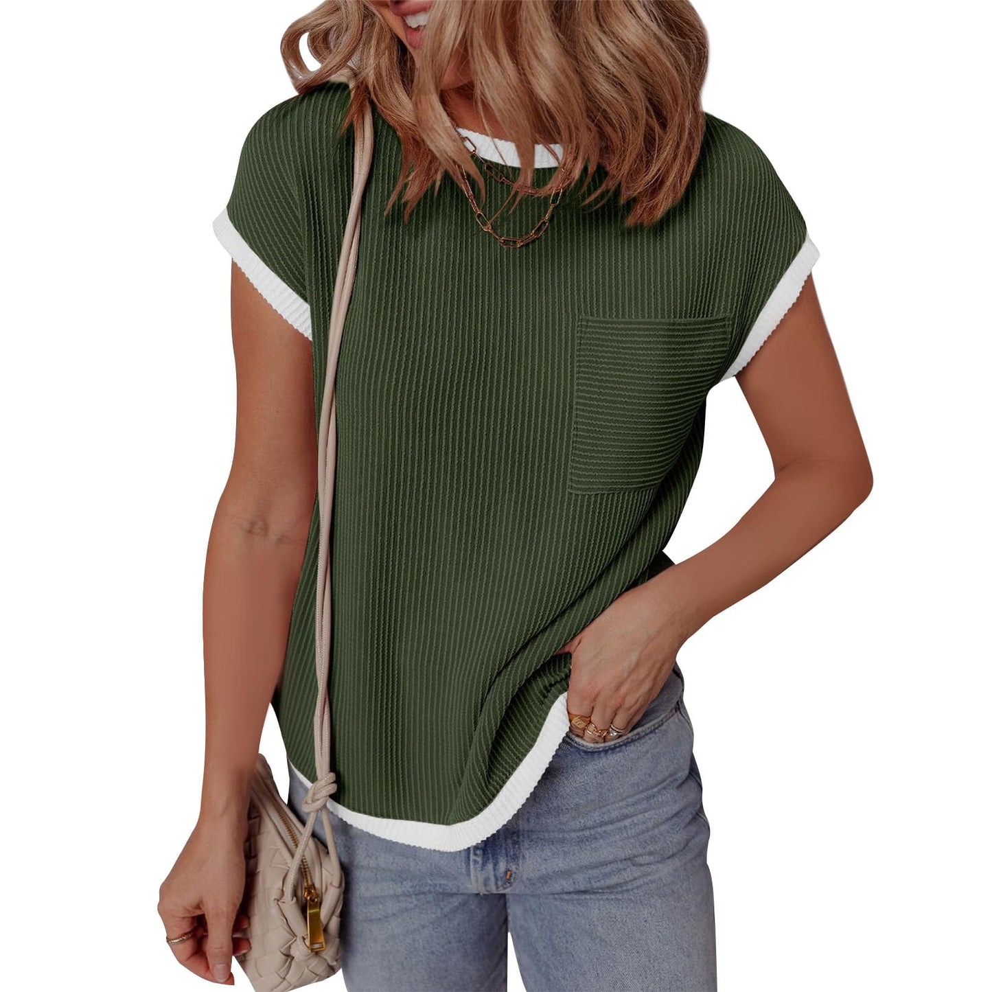 GYMDOG Short Sleeve Shirts for Women Crewneck Summer Workout Cute Cotton Linen Business Blouses Fashion Casual Tunic Tops