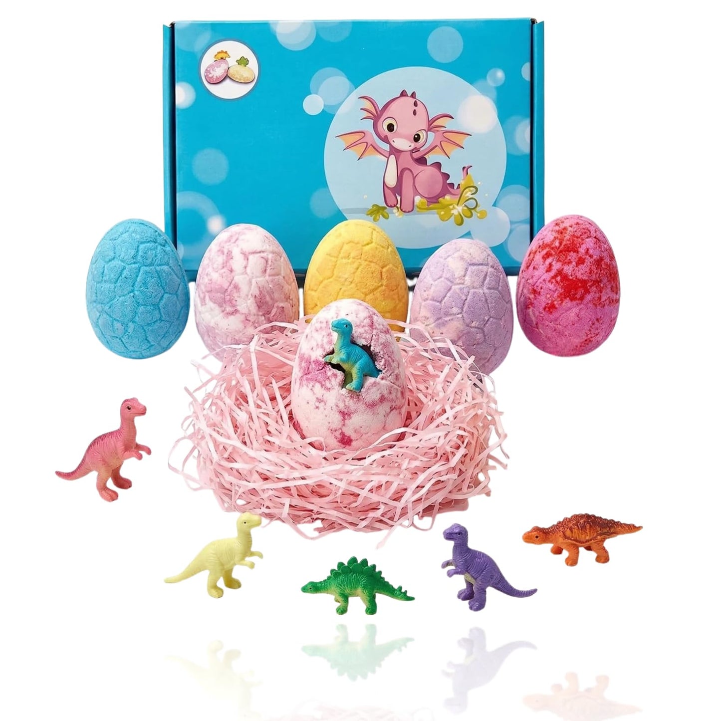 Kribee Bath Bombs with Surprise Inside - 6/12 Pack Organic Bubble Fizzy with Toys, Natural Sea Salt Color Changing Bath Balls - Dinosaur Egg、Animal、Ocean Theme Bath Fizzies (Green 12pcs)