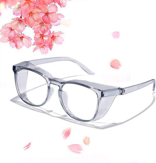 JiffPom Safety Glasses Goggles Clear - Square Anti Fog Blue Light Blocking Eyewear with Side Shields UV Protection for Lab Eye Protection Debris splash