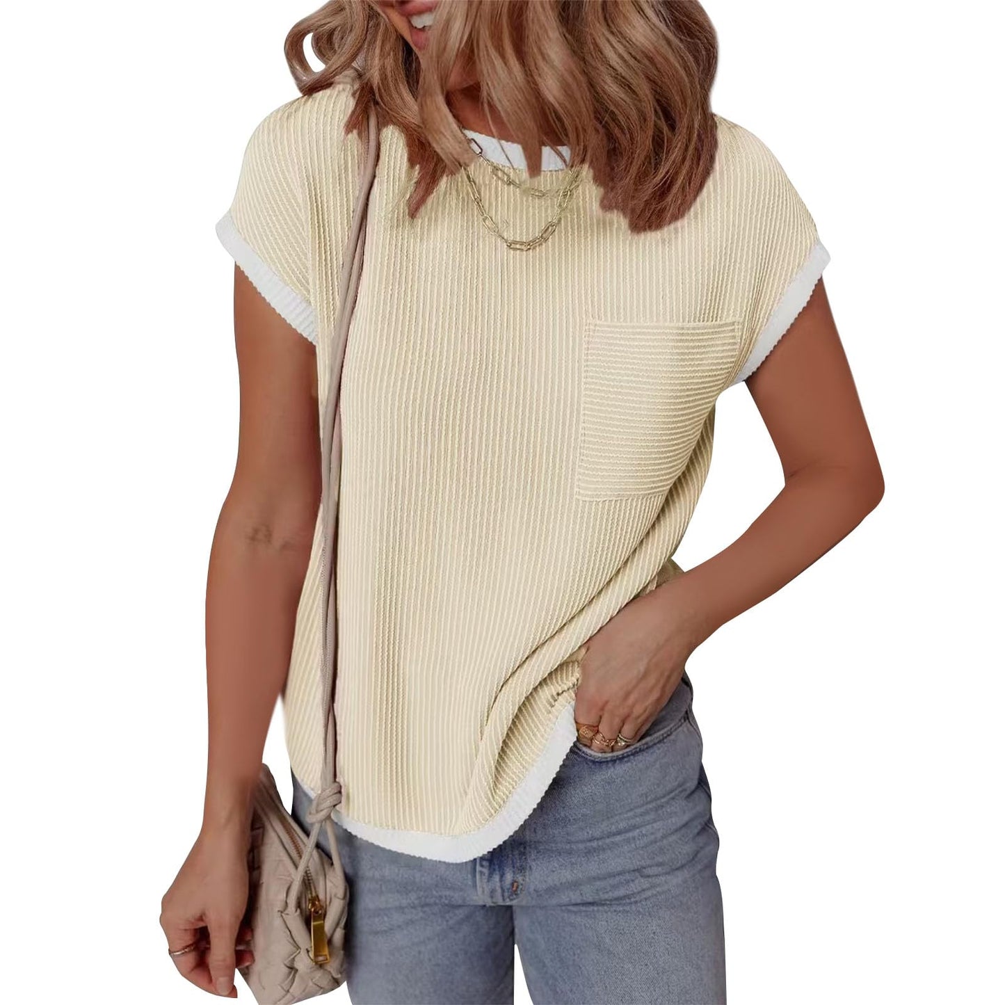 GYMDOG Short Sleeve Shirts for Women Crewneck Summer Workout Cute Cotton Linen Business Blouses Fashion Casual Tunic Tops