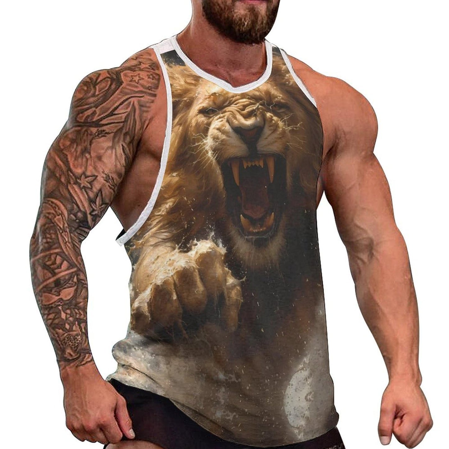 NAVARCH  Tank Tops for Men Animal Print Sport Tank Summer Sleeveless Workout T-Shirts Fitness Vest Athletic Undershirts
