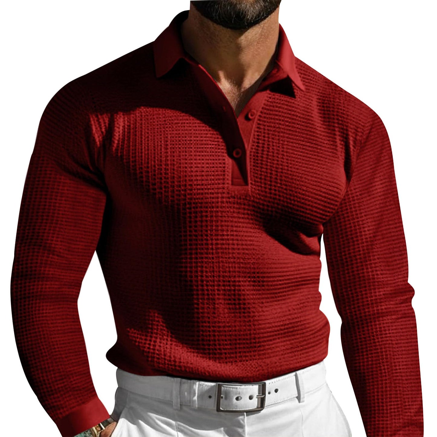 JiffPom Mens Polo Shirts Buttons Fashion Long Sleeve Crewneck Hippie Pullover Collared Workout Summer Casual Retro Blouses