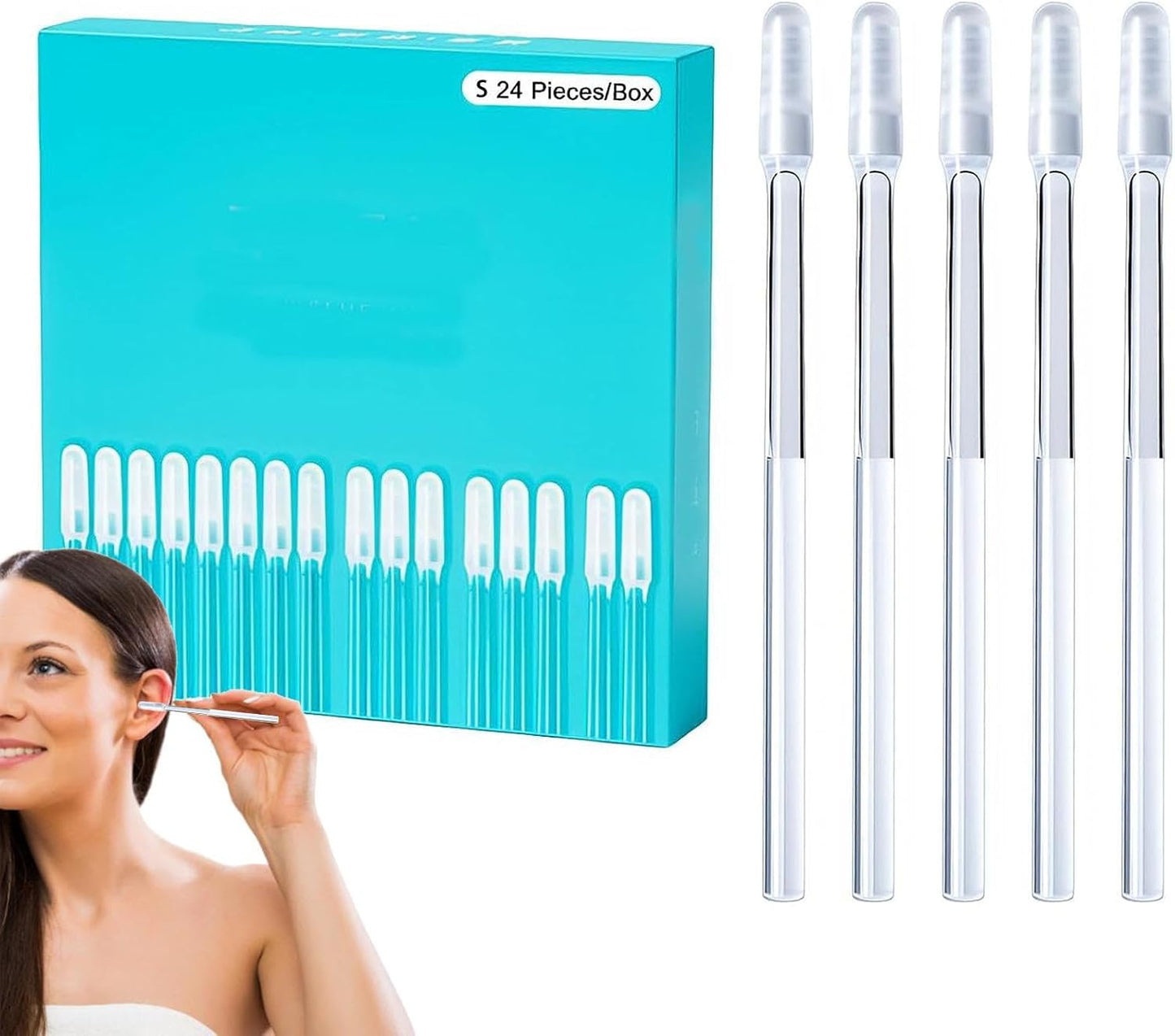 Kribee Sticky Ear Cleaning Buds, 24 Pieces Reusable Ear Wax Removal Kit for Adults Kids, Sticky Ears Cleaning Sticks Washable, Portable Adhesive Ears Pick Wax Cleaner Earwax Remover Tool for Home Use