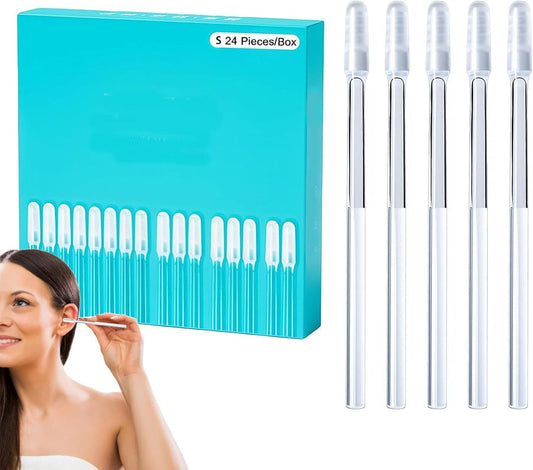 Kribee Sticky Ear Cleaning Buds, 24 Pieces Reusable Ear Wax Removal Kit for Adults Kids, Sticky Ears Cleaning Sticks Washable, Portable Adhesive Ears Pick Wax Cleaner Earwax Remover Tool for Home Use