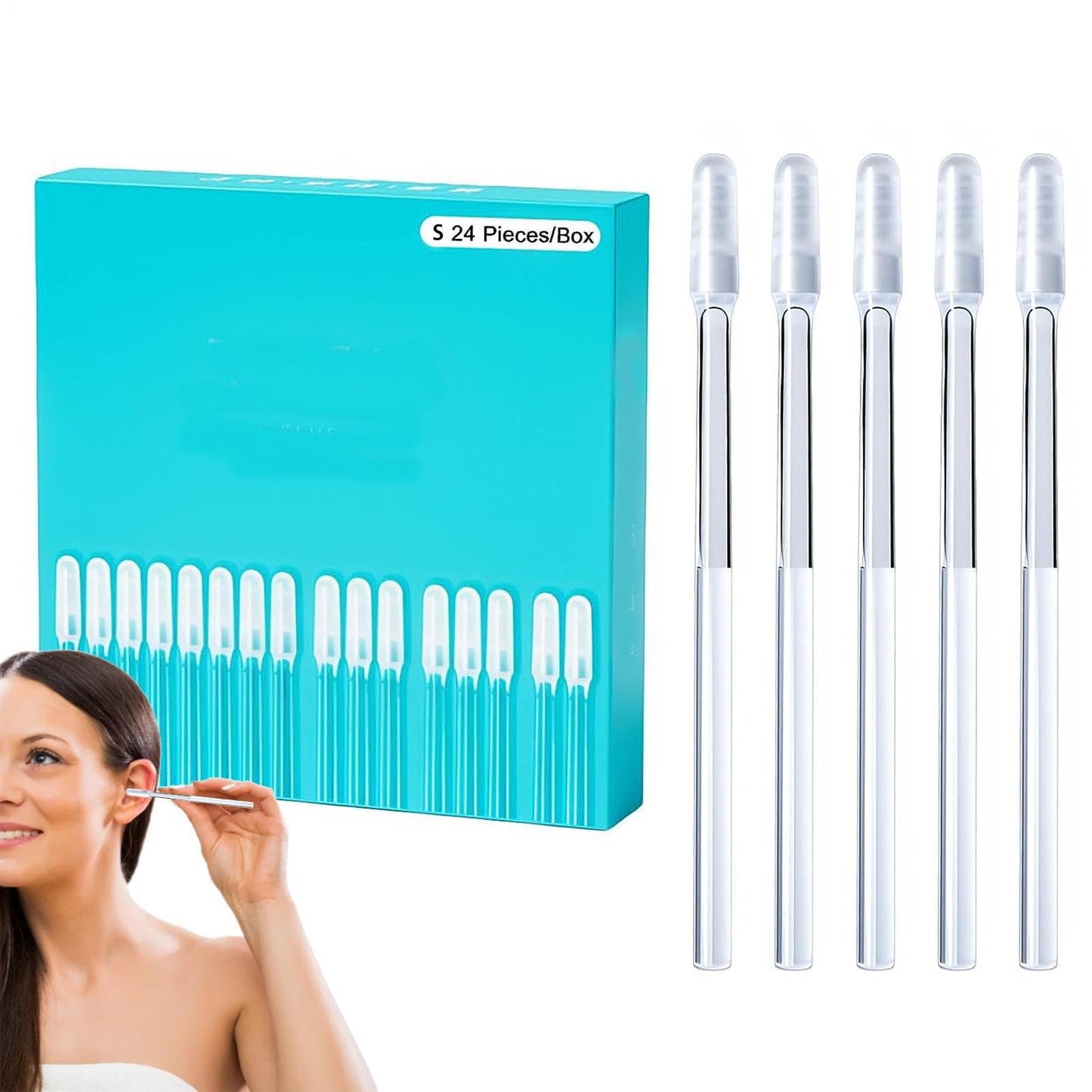 Kribee Sticky Ear Cleaning Buds, 24 Pieces Reusable Ear Wax Removal Kit for Adults Kids, Sticky Ears Cleaning Sticks Washable, Portable Adhesive Ears Pick Wax Cleaner Earwax Remover Tool for Home Use