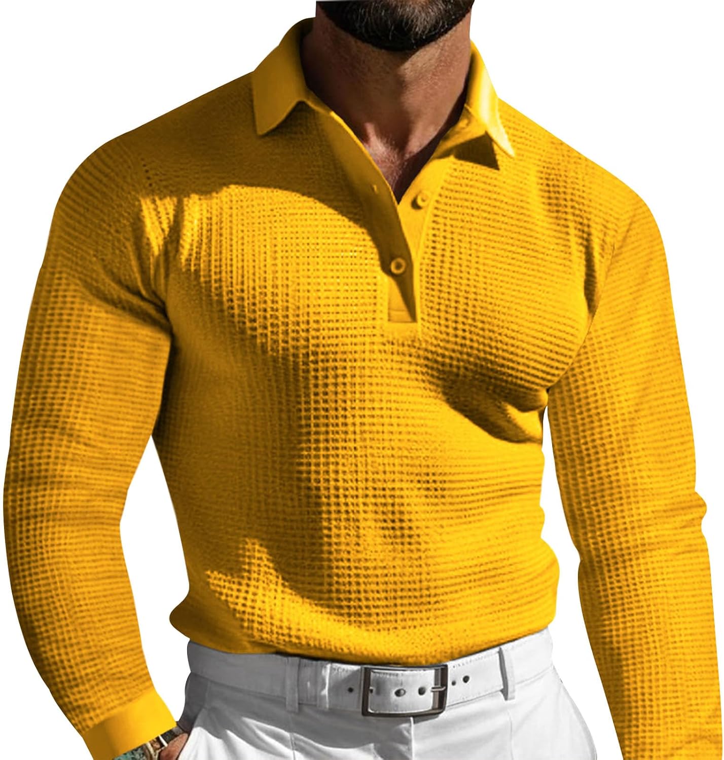 JiffPom Mens Polo Shirts Buttons Fashion Long Sleeve Crewneck Hippie Pullover Collared Workout Summer Casual Retro Blouses