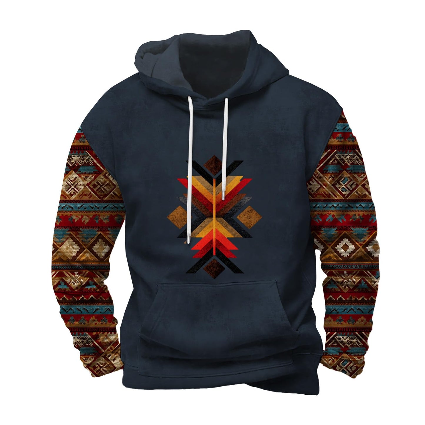 Befox Mens Sweatshirts,Aztec Hoodie Western Vintage Fall Long Sleeve Hooded Tops Tribal Graphic Pullover With Pockets