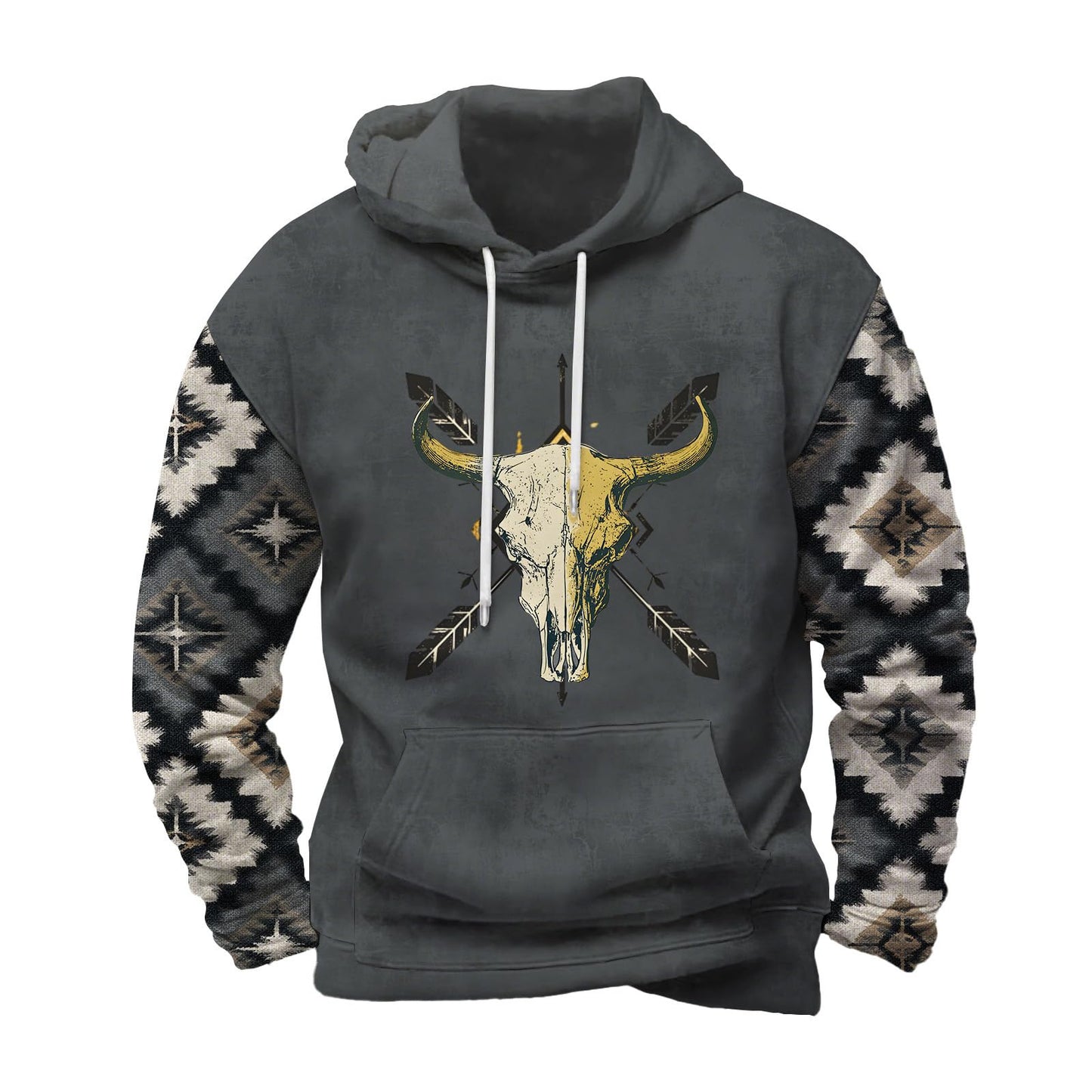 Befox Mens Sweatshirts,Aztec Hoodie Western Vintage Fall Long Sleeve Hooded Tops Tribal Graphic Pullover With Pockets
