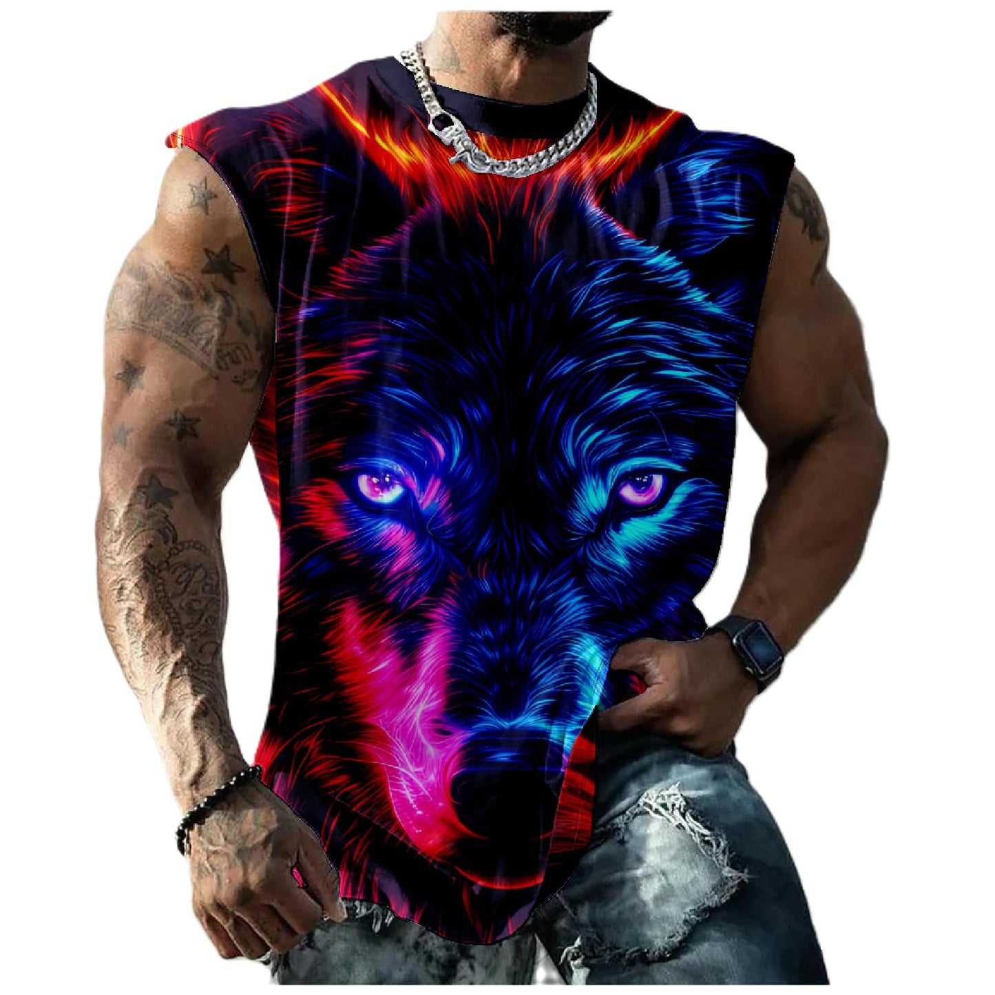 NAVARCH Mens Tank Tops Novelty 3D Printed Summer Casual Loose Workout Sleeveless Shirts Quick Dry Breathable Tops
