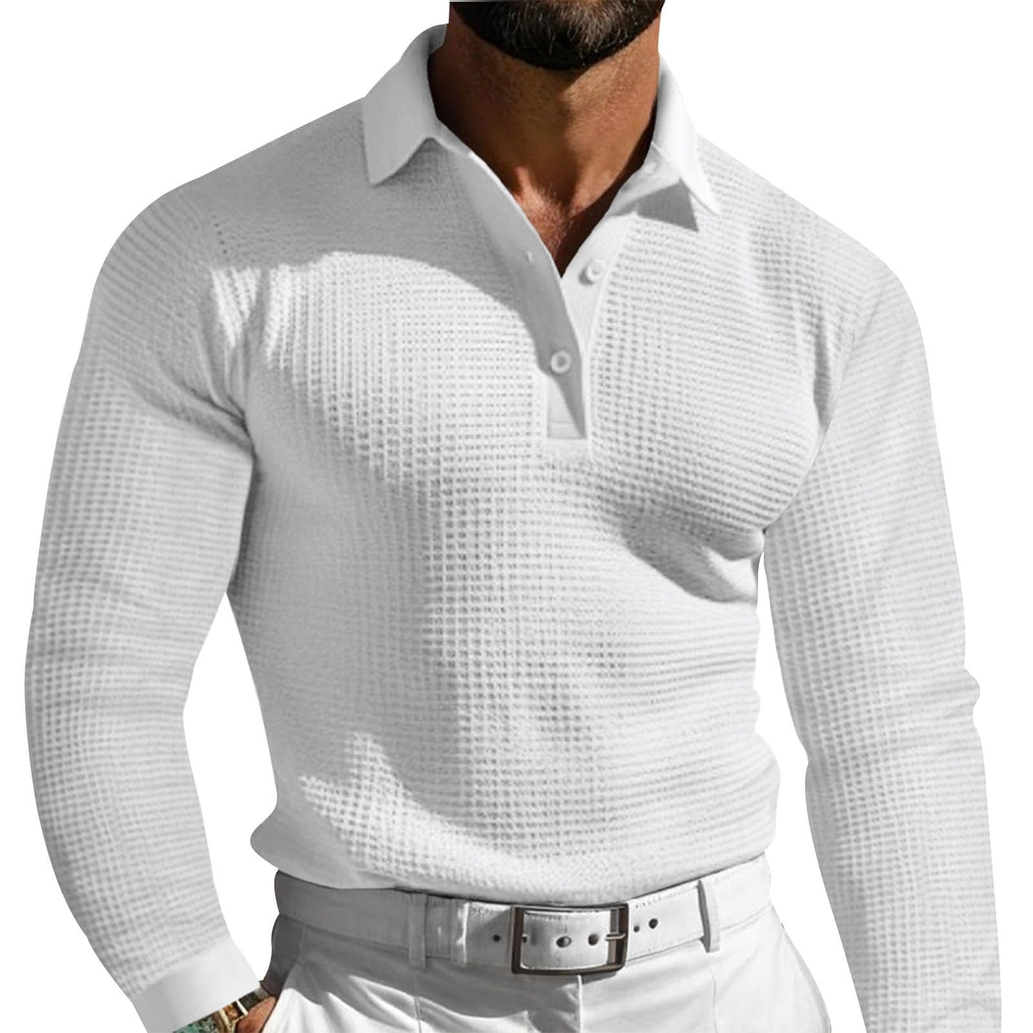 JiffPom Mens Polo Shirts Buttons Fashion Long Sleeve Crewneck Hippie Pullover Collared Workout Summer Casual Retro Blouses