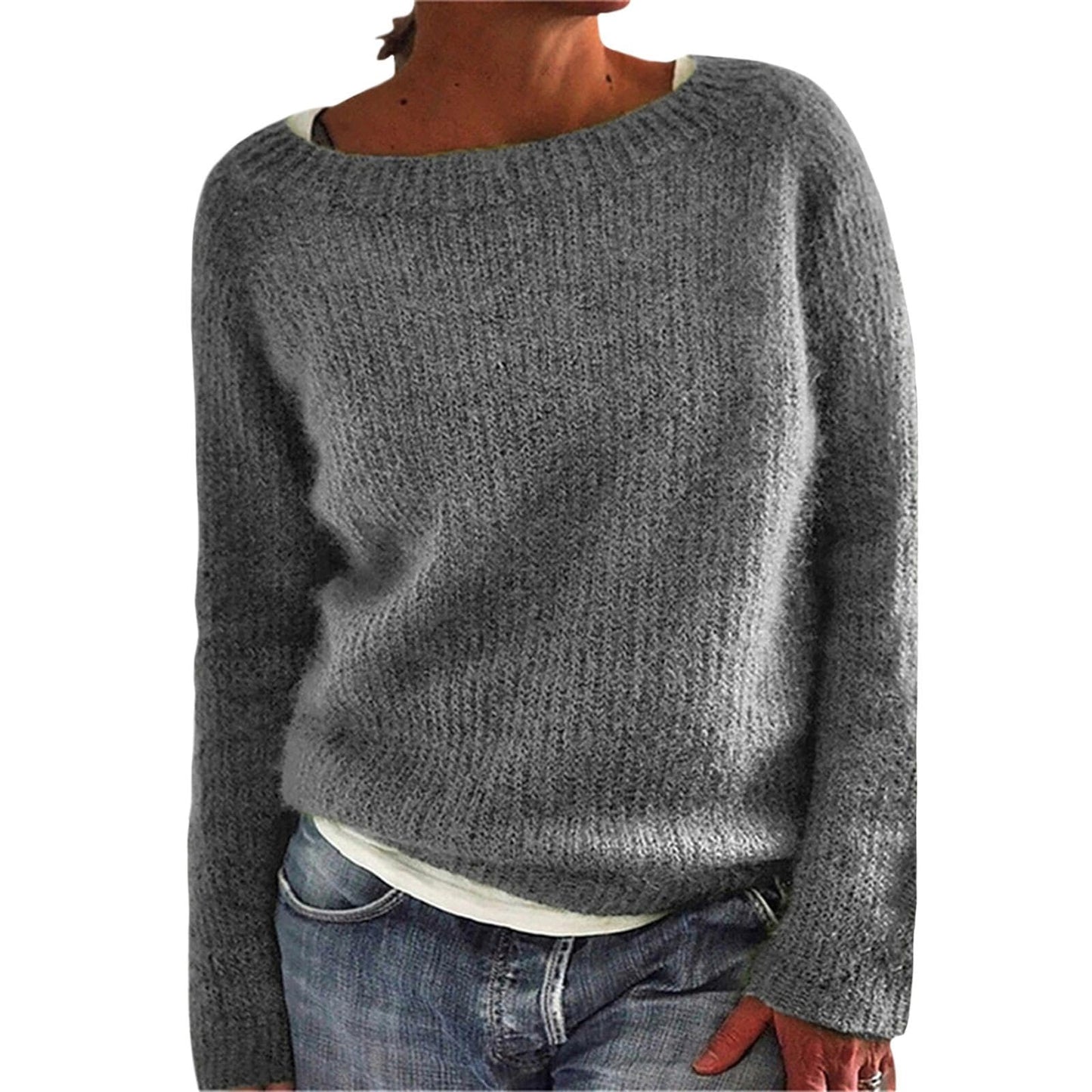 GYMTANK Women's Winter Sweater 2025 Fall Basic Timeless Long Sleeve Solid Boat Neck Chunky Sweater Pull Over Tops