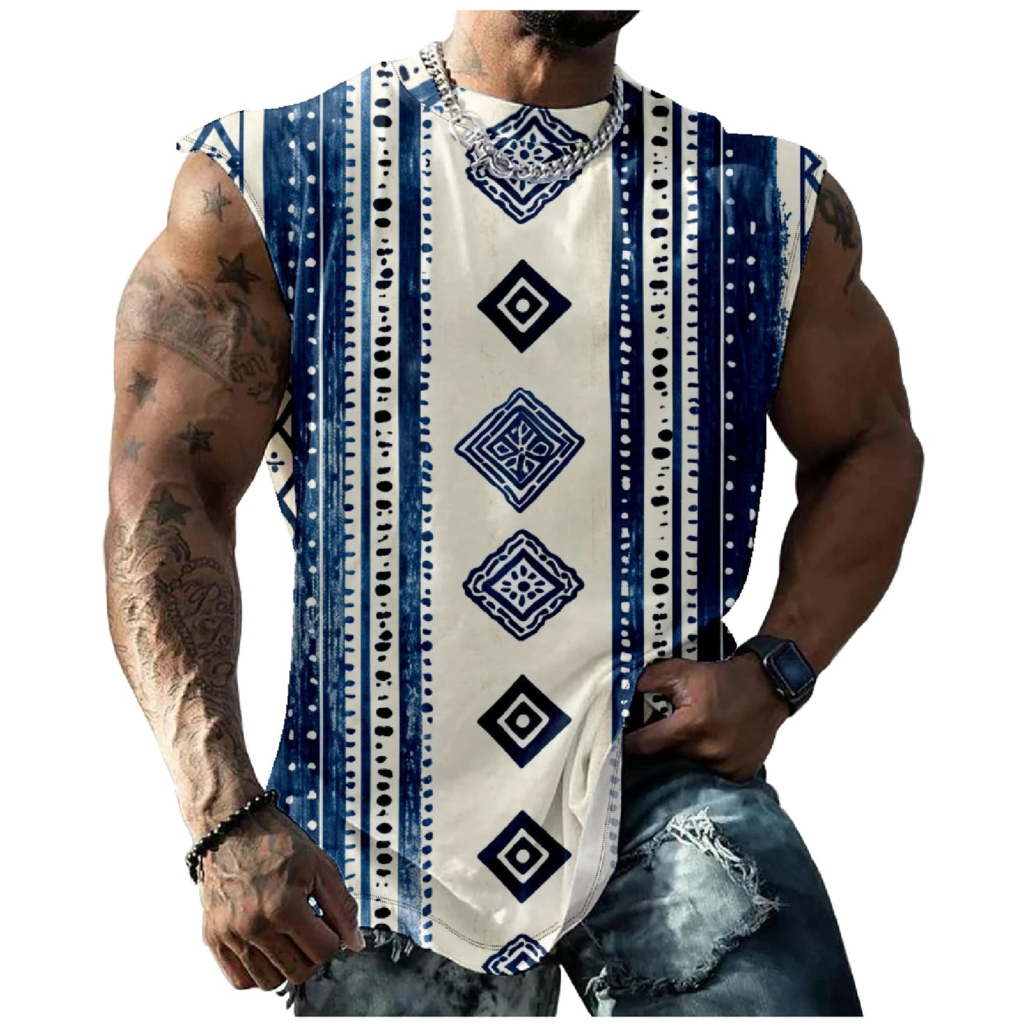 NAVARCH Mens Tank Tops Novelty 3D Printed Summer Casual Loose Workout Sleeveless Shirts Quick Dry Breathable Tops
