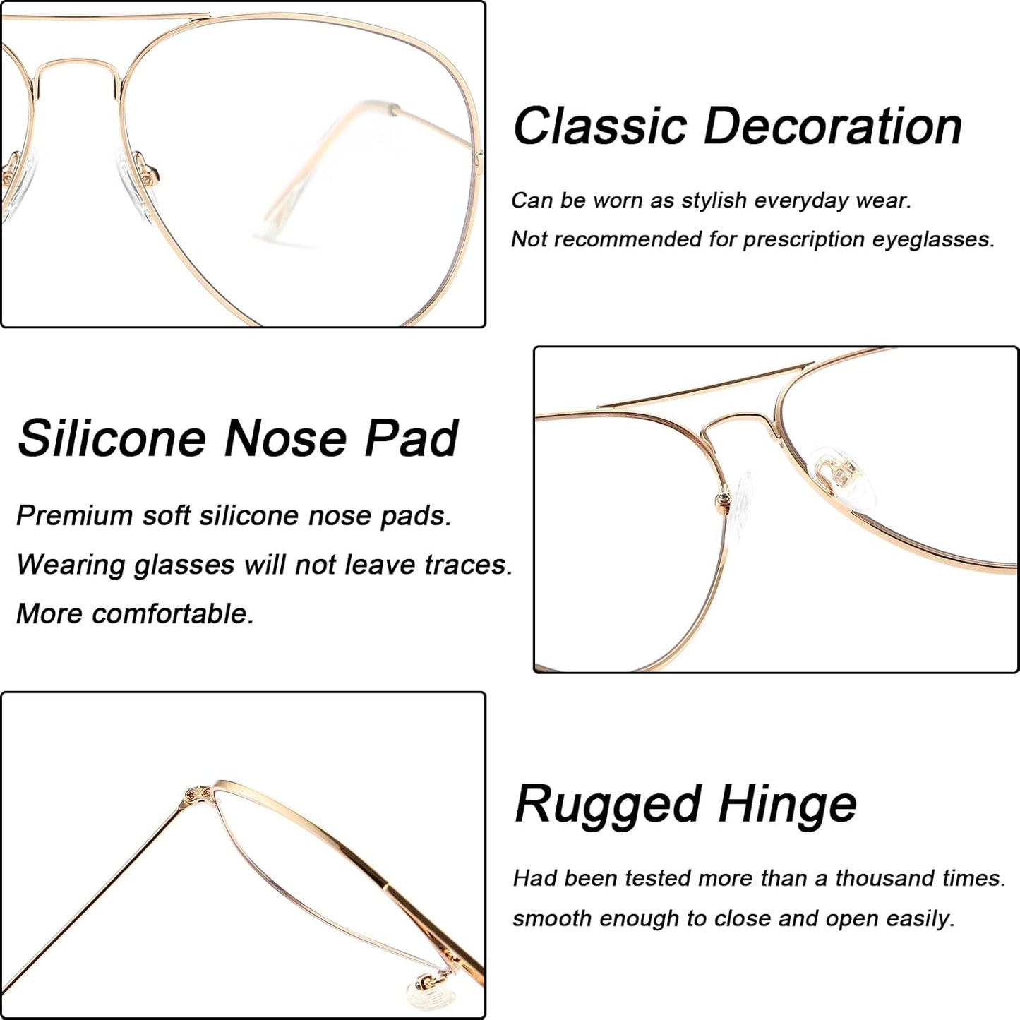 Embryform Clear Lens Glasses Metal Frame Blue Light Blocking Eyeglasses for Women Men Non-prescription