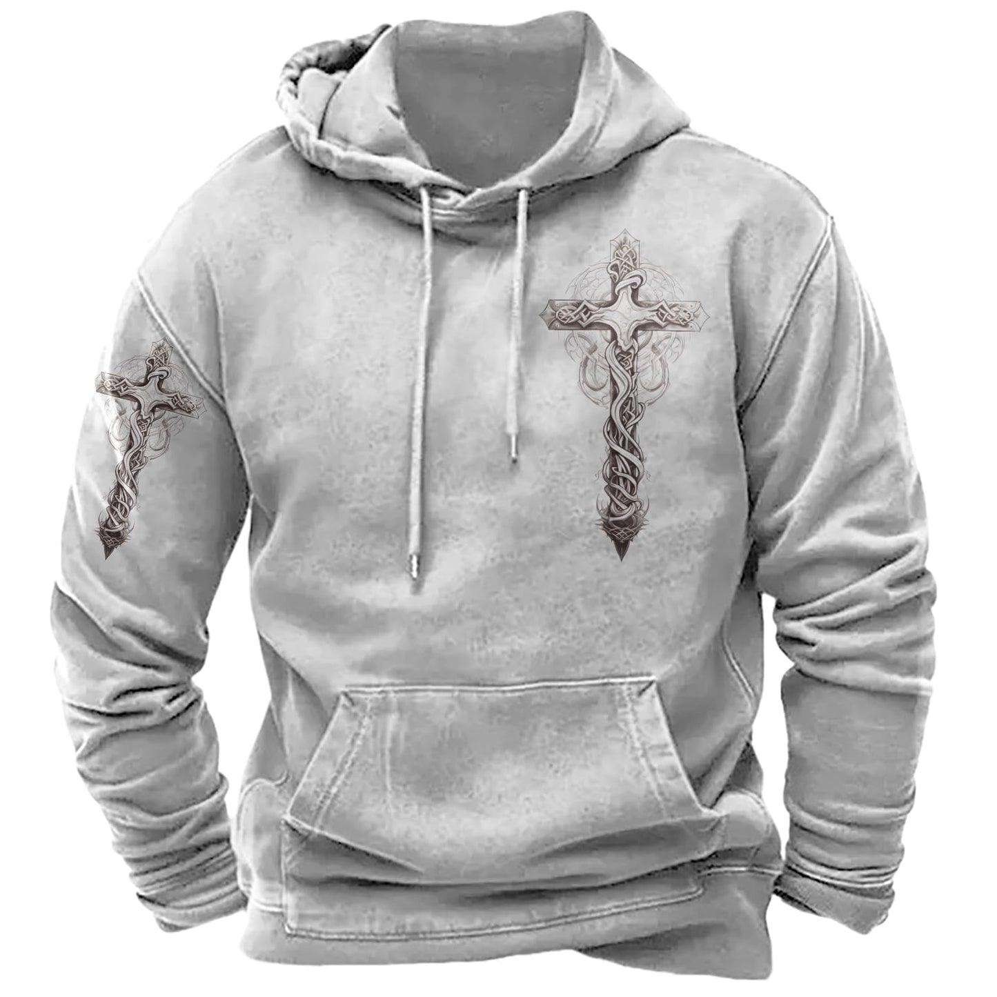 JiffPom Men's Christian Hoodies Pullover Retro Jesus Print Hooded Sweatshirts Casual Long Sleeve Drawstring Faith Hoodies