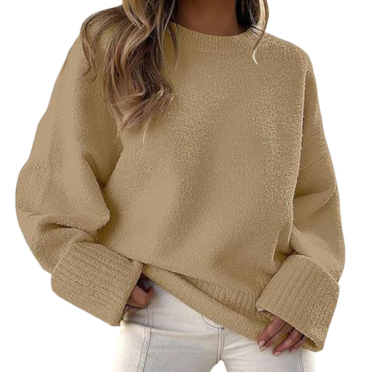 GYMTANK Sweater for Women 2025 Fall Winter Solid Crew Neck Long Sleeve Casual Loose Pullover Oversize Chunky Sweater