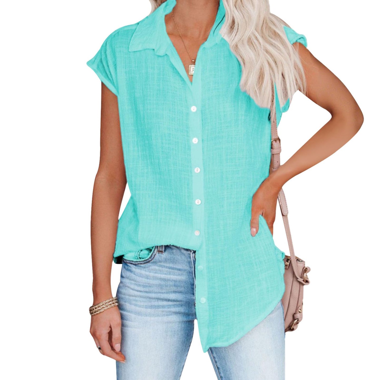 gukoo Tunic Shirts for Women V Neck Business Vintage Lightweight Button Down Sleeveless Casual Summer Workout Tops