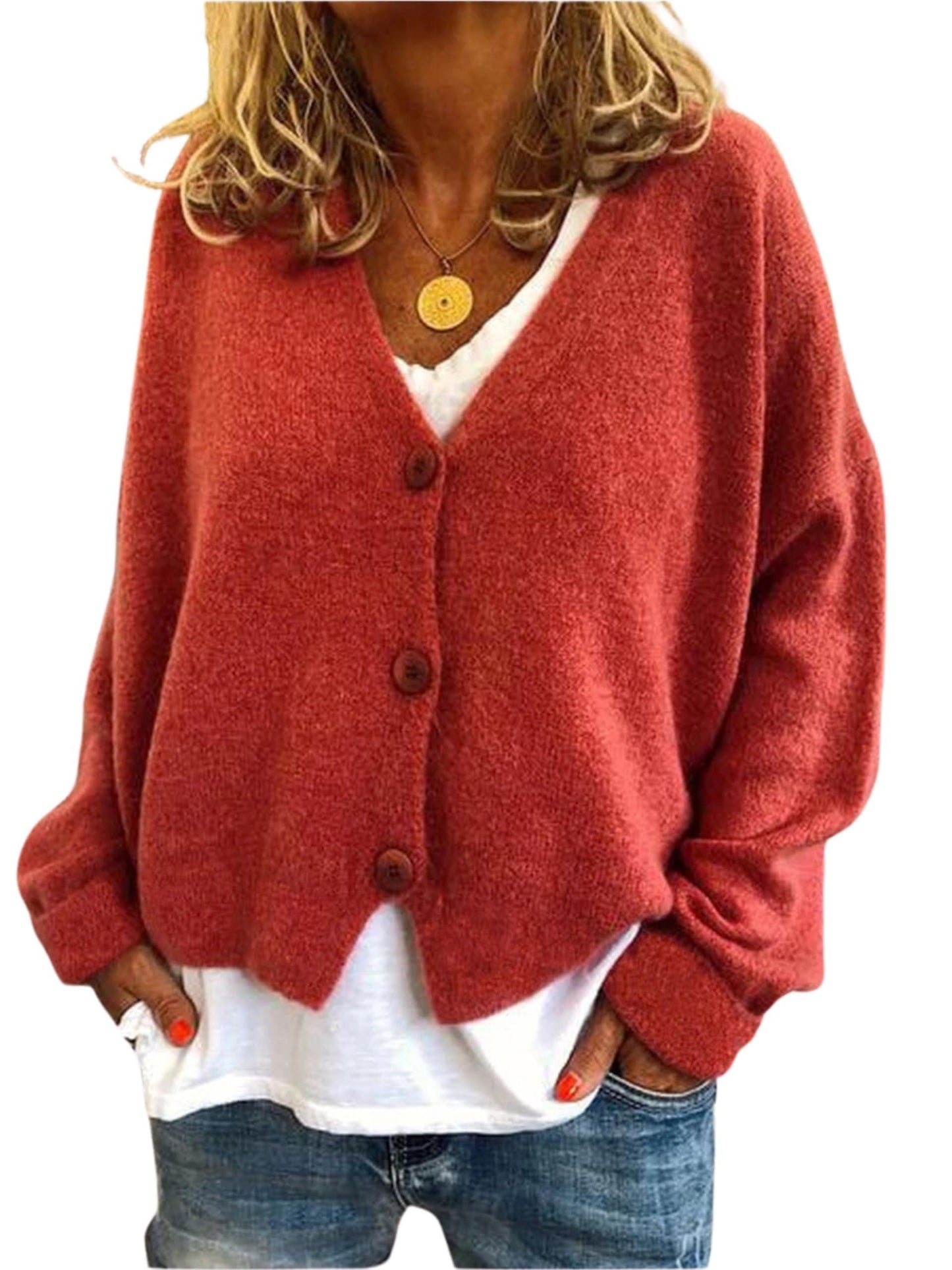 GYMTANK Women's V-Neck Cardigan | Lightweight Knit Button Down Fall Sweater | Casual Soft Open Front Sweater