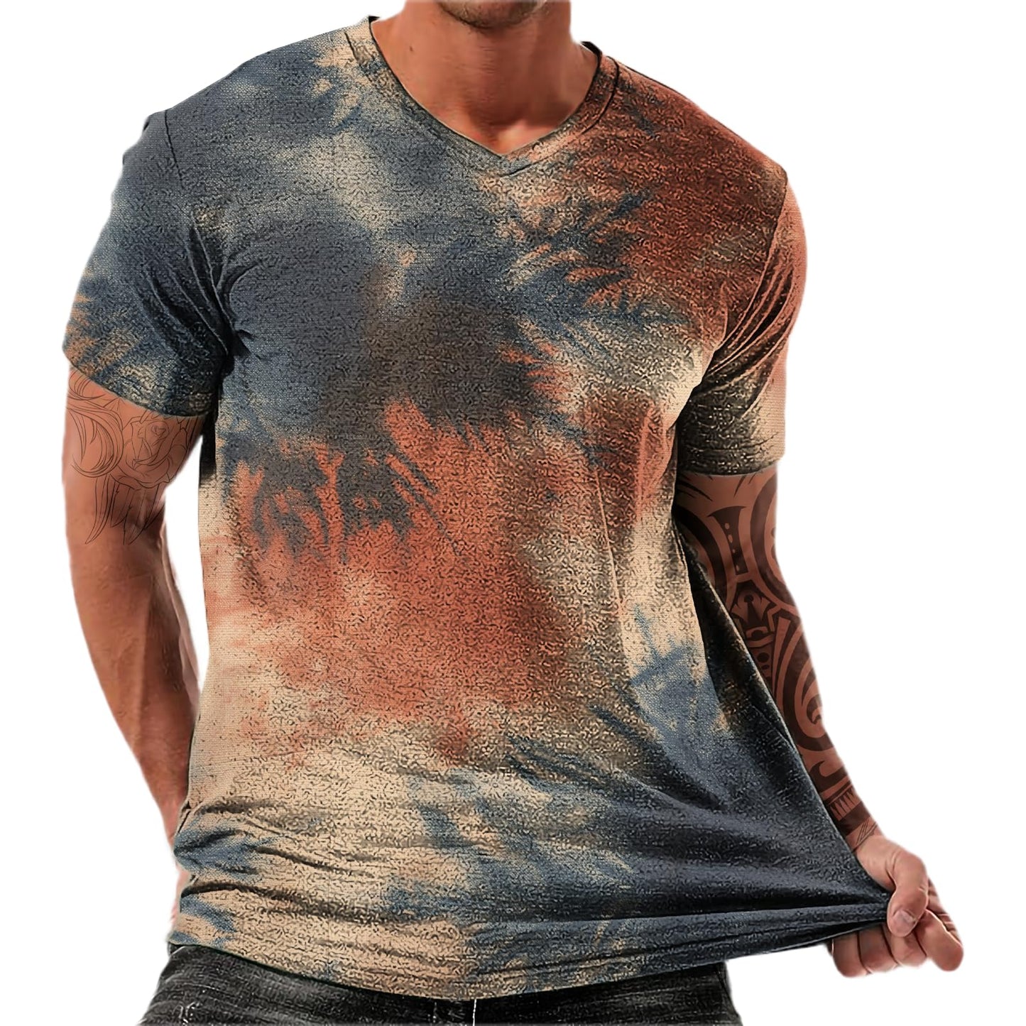 NAVARCH Trendy Summer Mens Casual Shirts V Neck Breathable Novelty Shirt Streetwear Graphic Tees