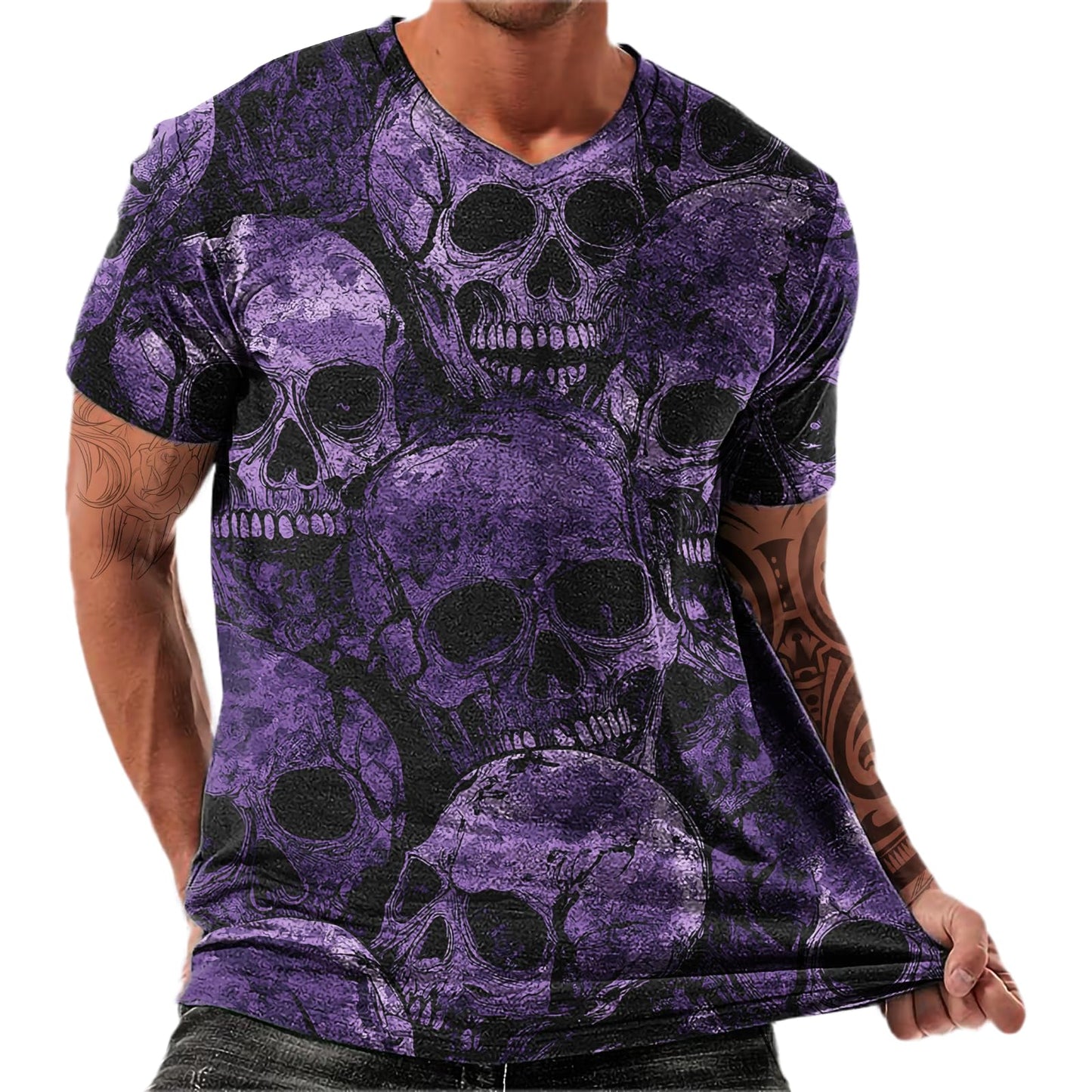 NAVARCH Trendy Summer Mens Casual Shirts V Neck Breathable Novelty Shirt Streetwear Graphic Tees