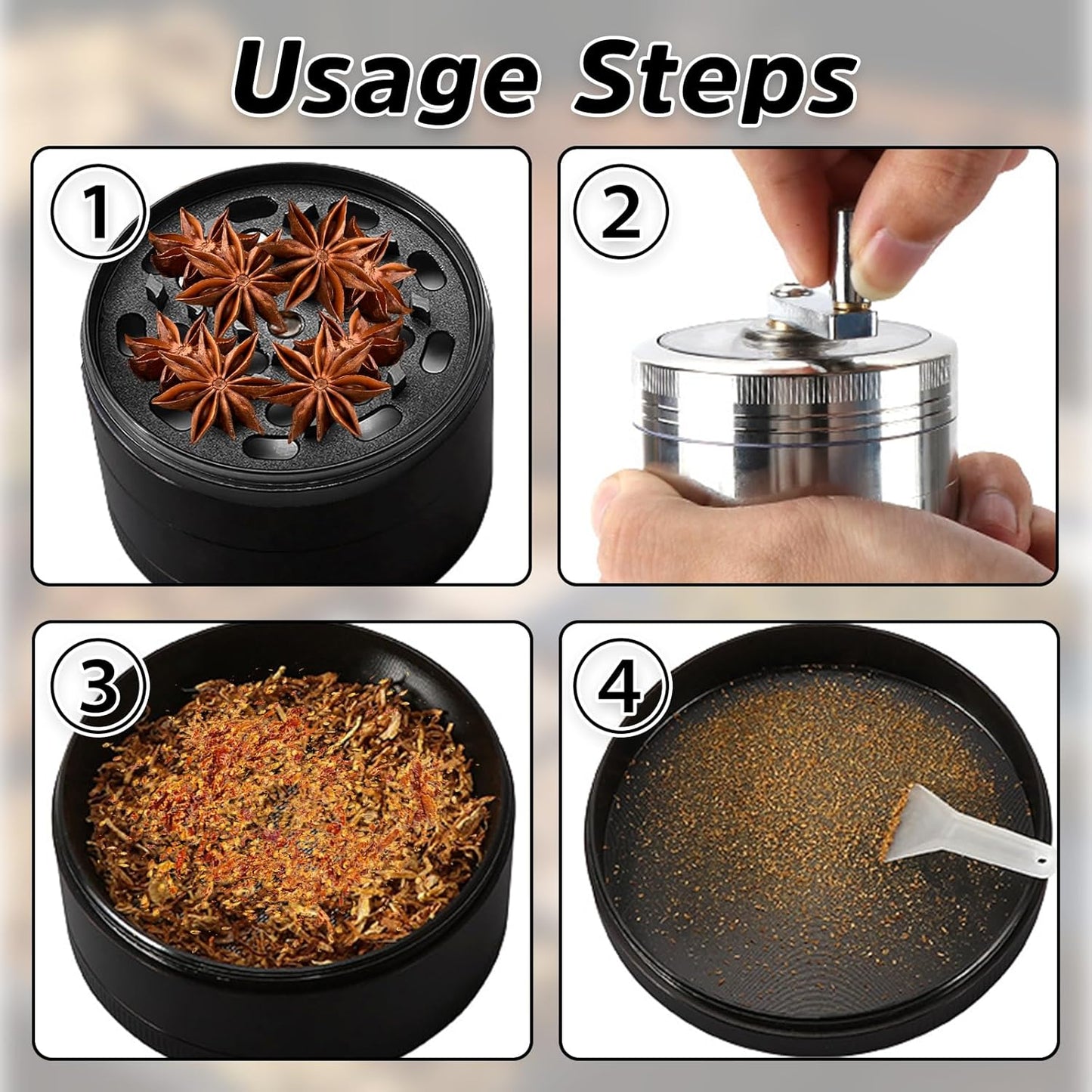 Kribee Hand Cranked Spice Grinder, Durable Zinc Alloy Manual Mill for Pepper, Salt & Herbs, Premium Kitchen Grinding Tool with Smooth Operation, Portable Grinder for Home Cooking and Outdoor BBQ