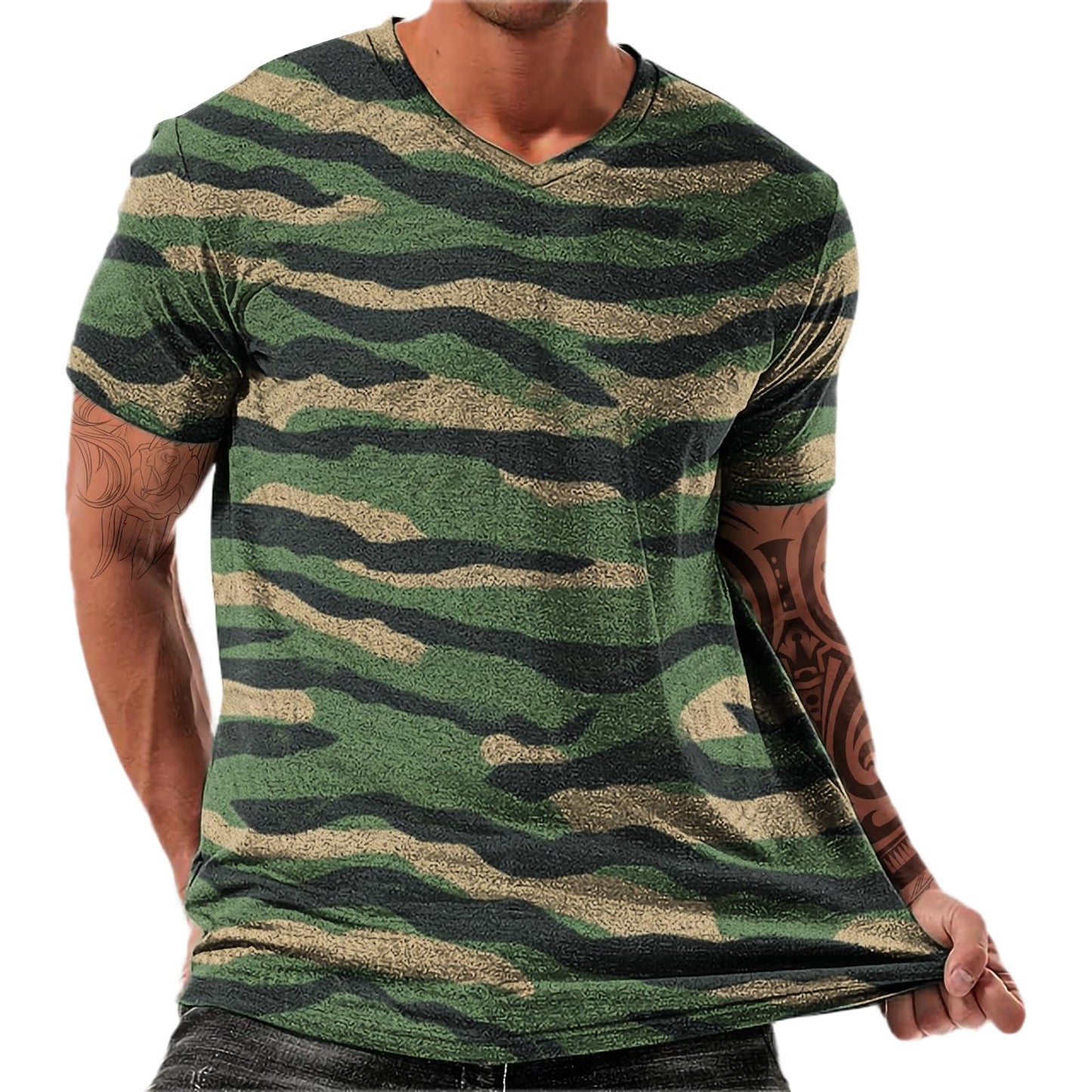NAVARCH Trendy Summer Mens Casual Shirts V Neck Breathable Novelty Shirt Streetwear Graphic Tees