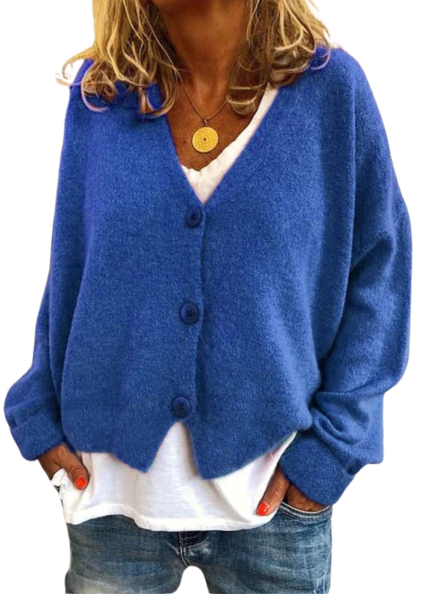 GYMTANK Women's V-Neck Cardigan | Lightweight Knit Button Down Fall Sweater | Casual Soft Open Front Sweater