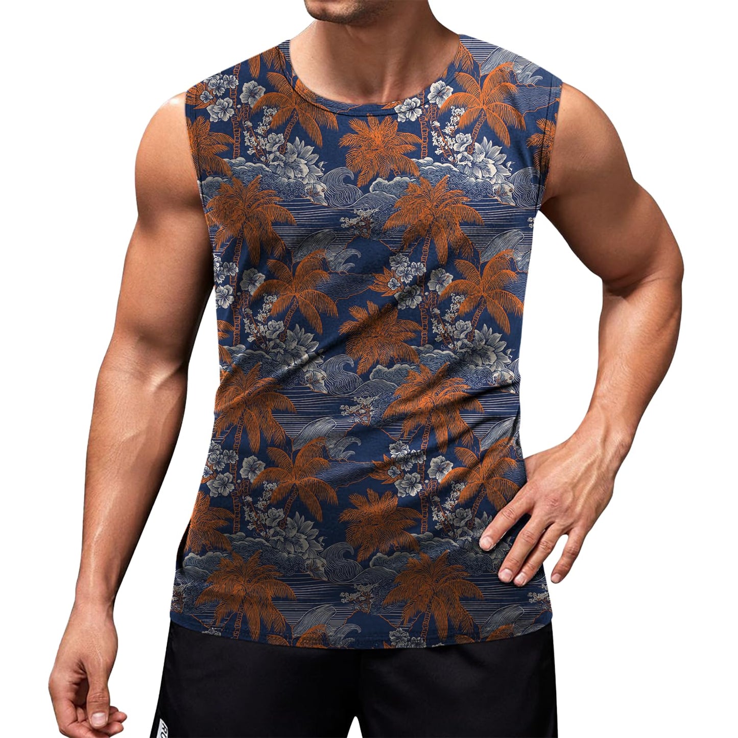 NAVARCH Mens Tank Tops Graphic Beach Tank Tops for Men Lightweight Breathable Sleeveless T-Shirt Summer Casual Beach Wear