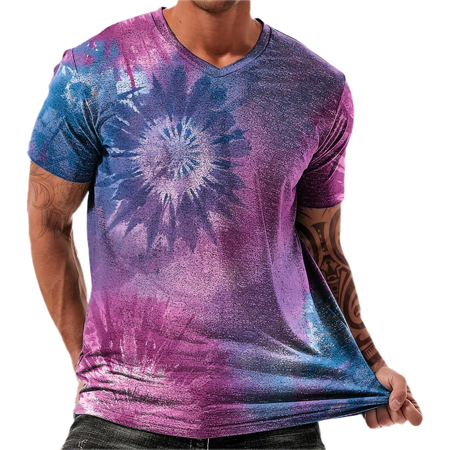 NAVARCH Trendy Summer Mens Casual Shirts V Neck Breathable Novelty Shirt Streetwear Graphic Tees