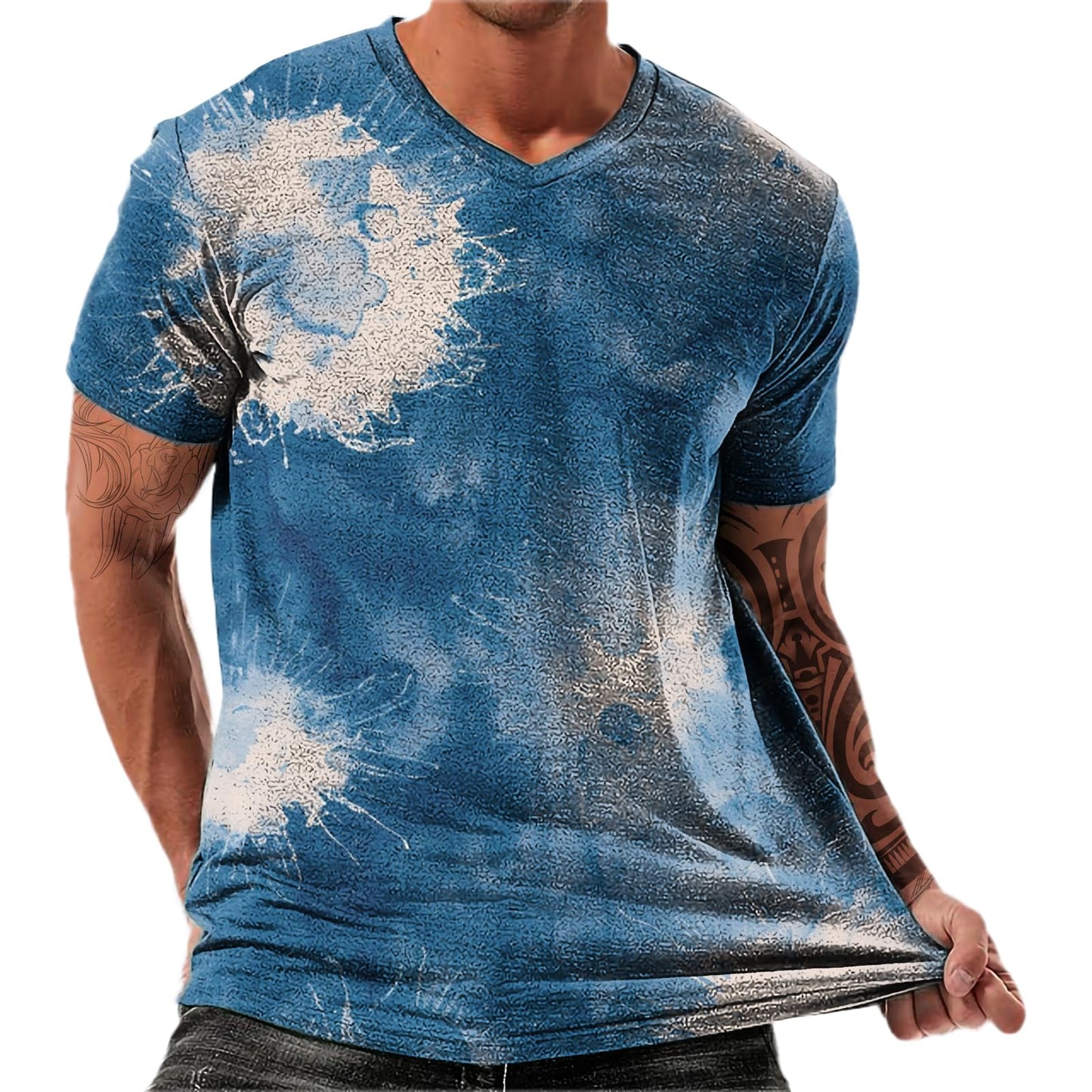 NAVARCH Trendy Summer Mens Casual Shirts V Neck Breathable Novelty Shirt Streetwear Graphic Tees