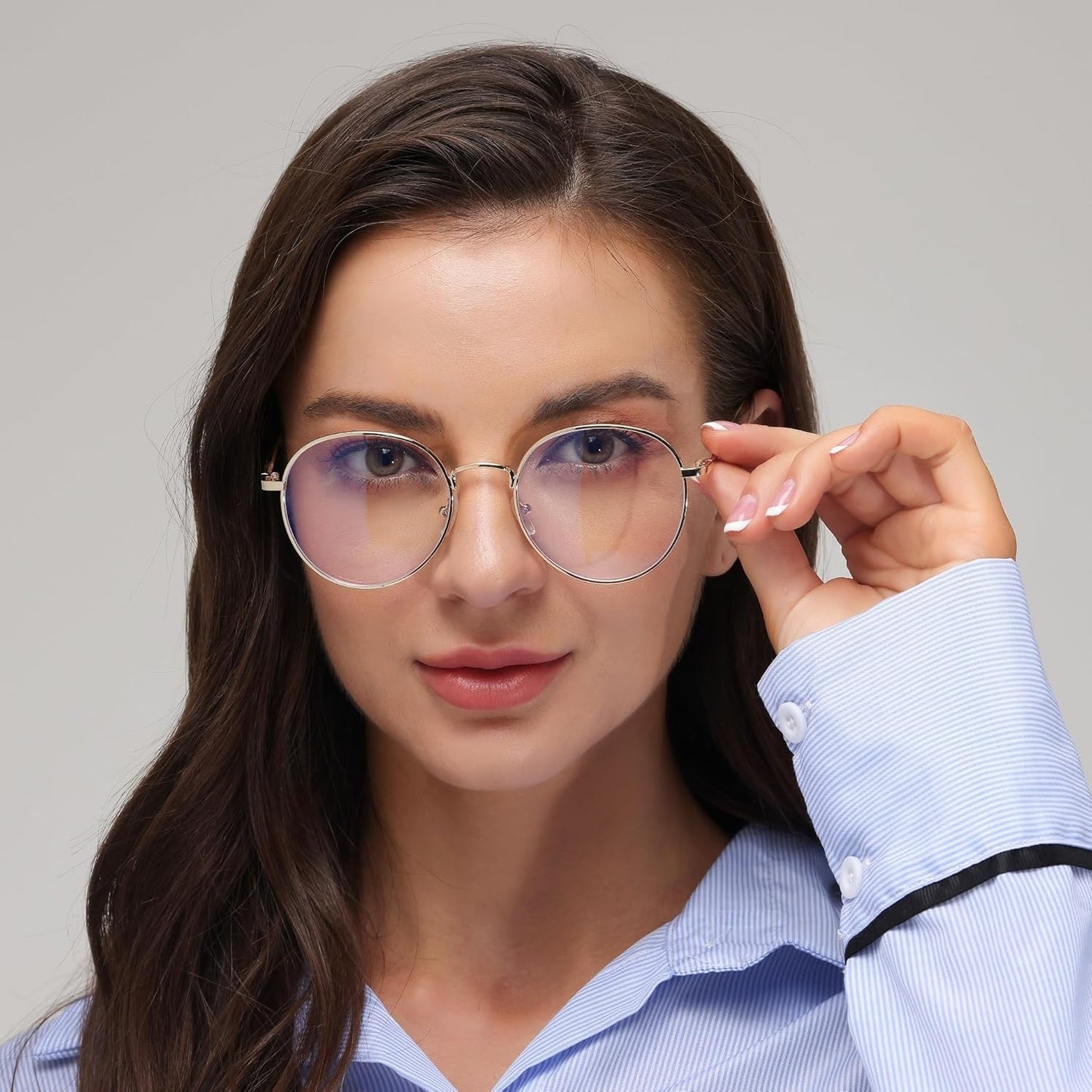 NAVARCH Women Round Retro Metal Frame Clear Lens Glass Vintage Glasses Clear Lens Glasses