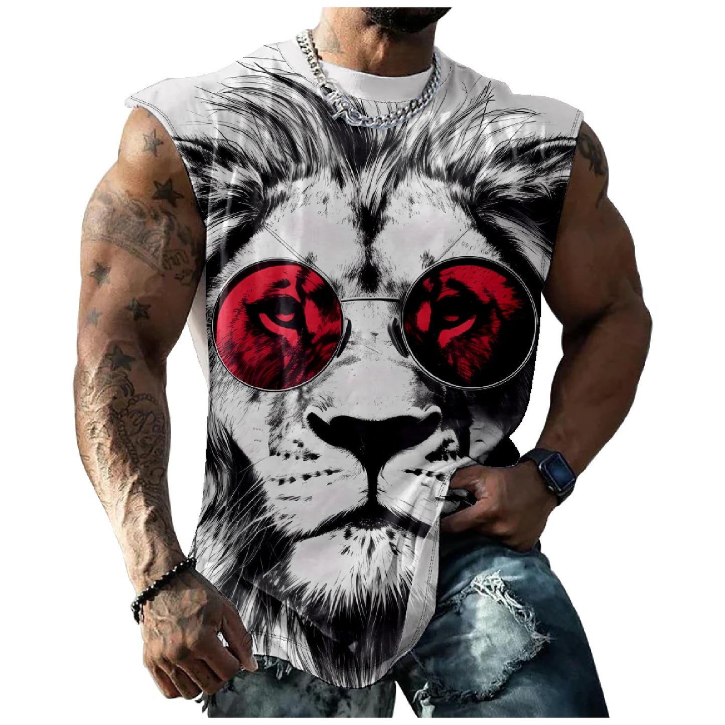 NAVARCH Mens Tank Tops Novelty 3D Printed Summer Casual Loose Workout Sleeveless Shirts Quick Dry Breathable Tops