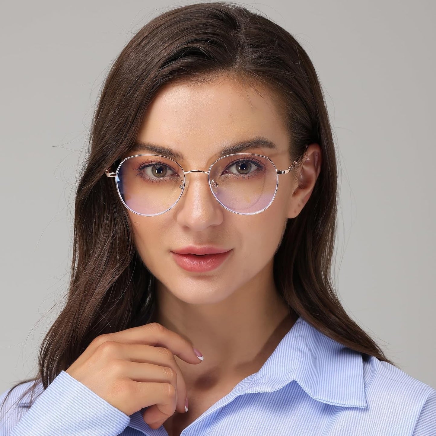 NAVARCH Blue Light Blocking Glasses Round Metal Frame Clear Lens Glass Hipster Metal Frame Women Eyeglasses