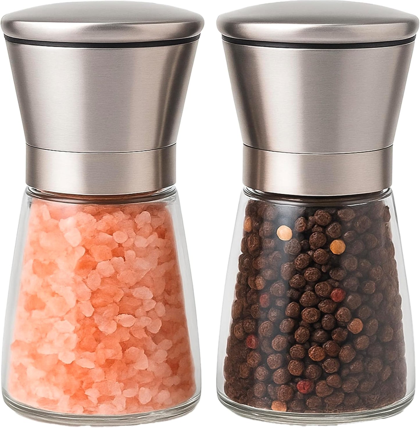 Kribee Salt and Pepper Grinder - Set of 2 | Salt and Pepper Mills | Stainless Steel Salt and Pepper Grinder Set | Pepper Grinder | Salt Grinder