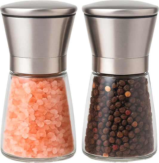 Kribee Salt and Pepper Grinder - Set of 2 | Salt and Pepper Mills | Stainless Steel Salt and Pepper Grinder Set | Pepper Grinder | Salt Grinder