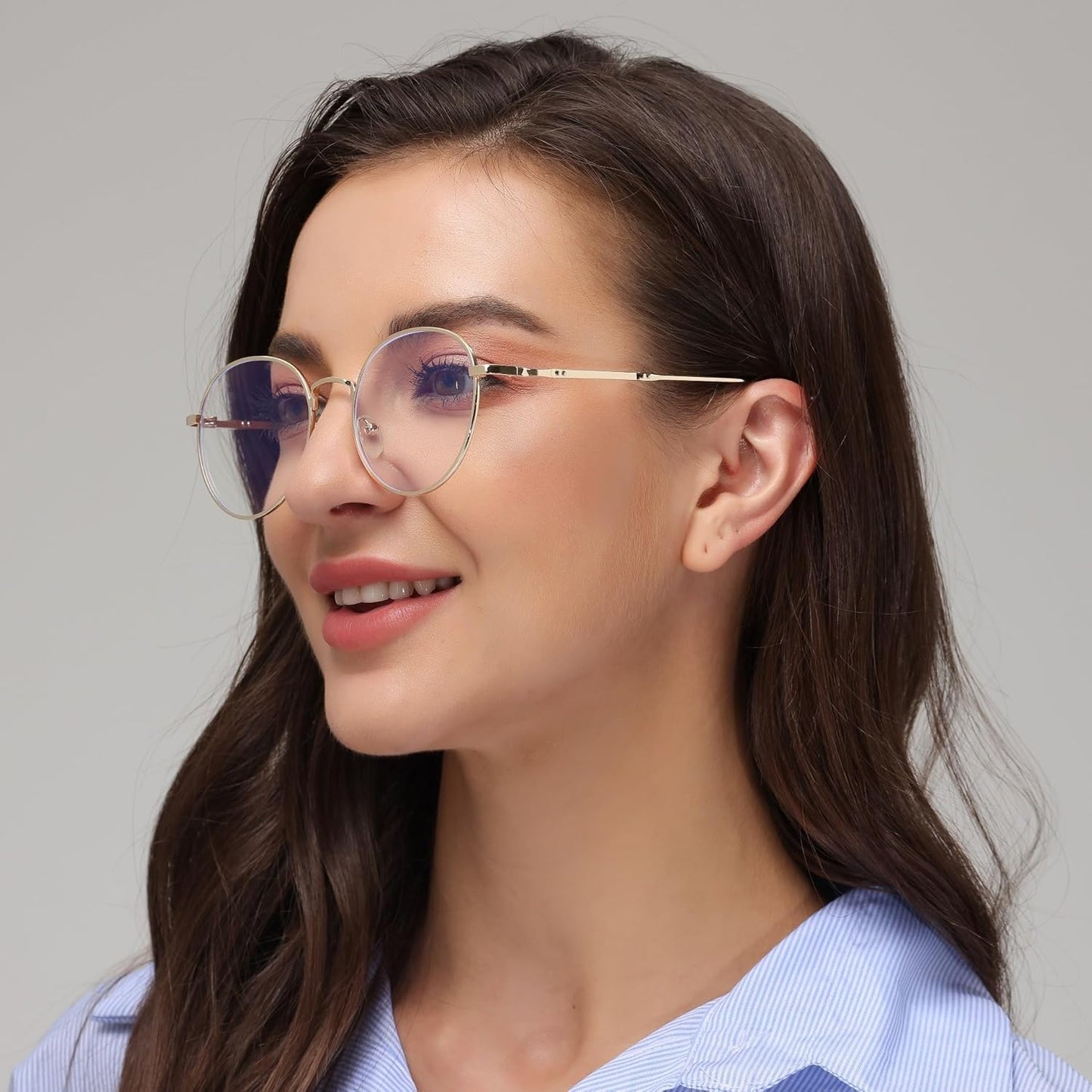 NAVARCH Women Round Retro Metal Frame Clear Lens Glass Vintage Glasses Clear Lens Glasses