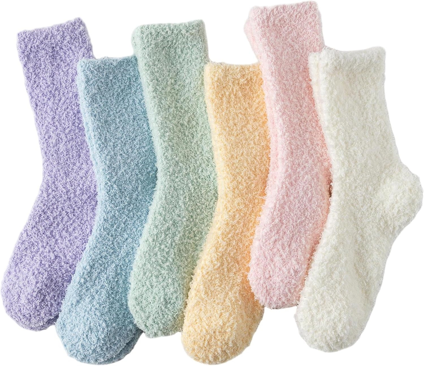 TOFOX 6 Pairs Fuzzy Socks For Women Soft Home Slipper Socks Fluffy Sleeping Socks don't Shed Lint