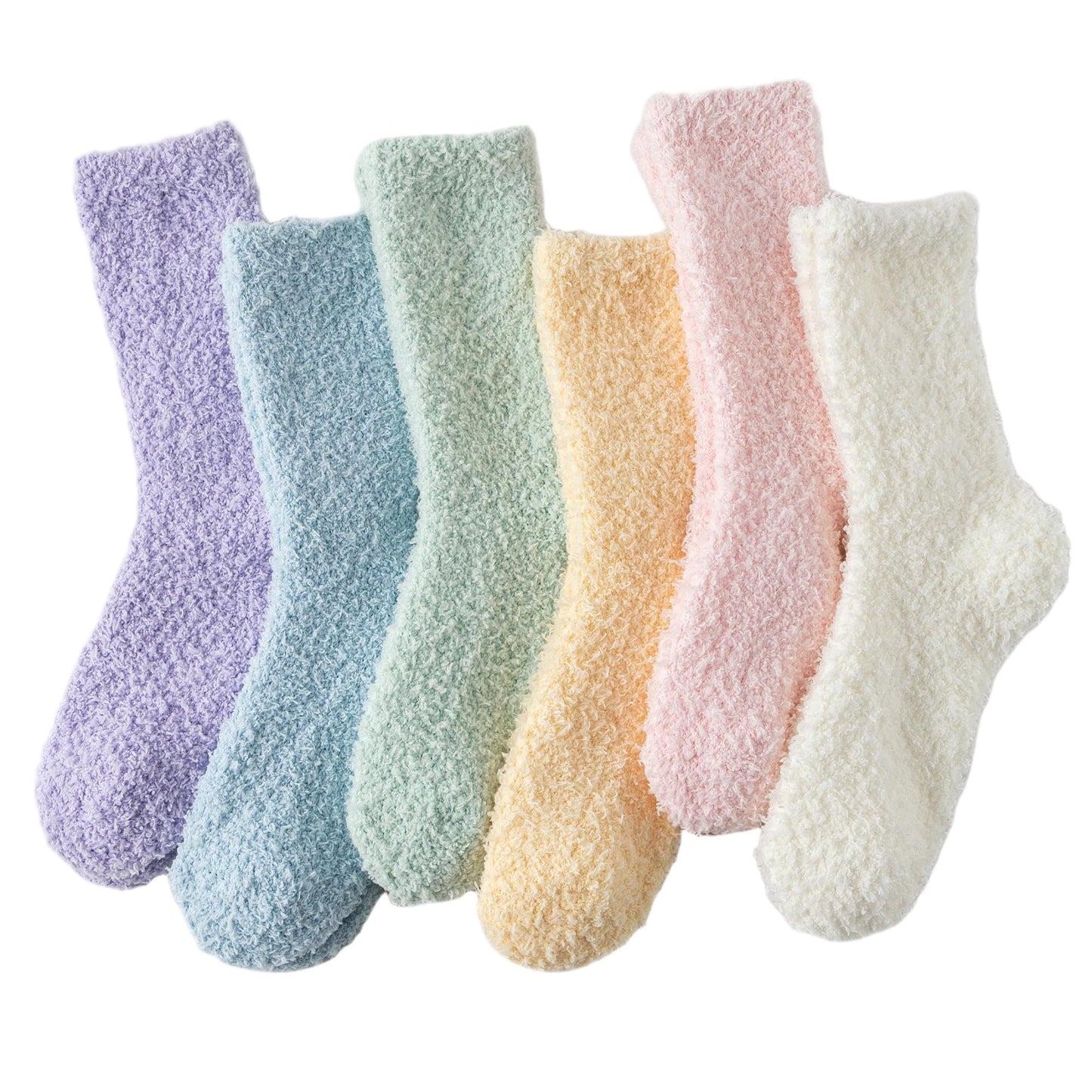 TOFOX 6 Pairs Fuzzy Socks For Women Soft Home Slipper Socks Fluffy Sleeping Socks don't Shed Lint