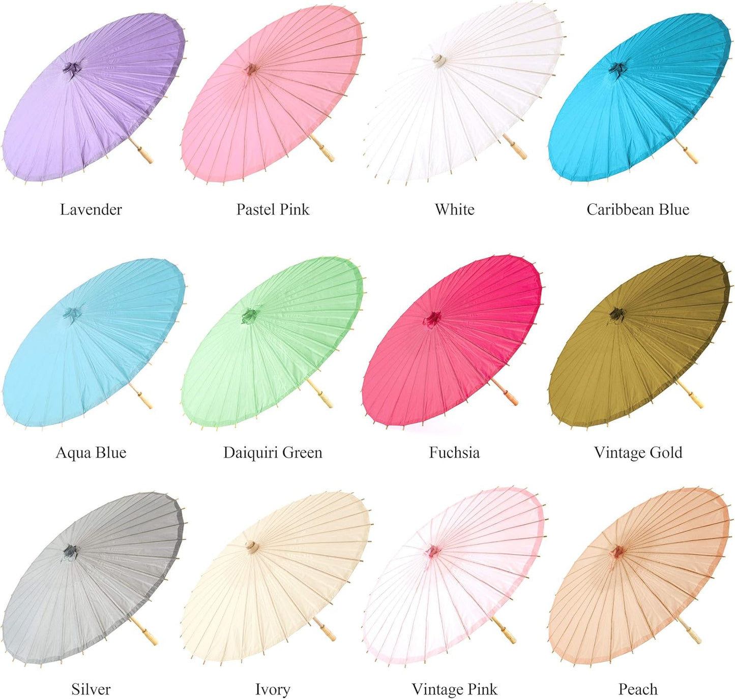 JiffPom Paper Parasol with Bamboo Boning - Pastel Pink
