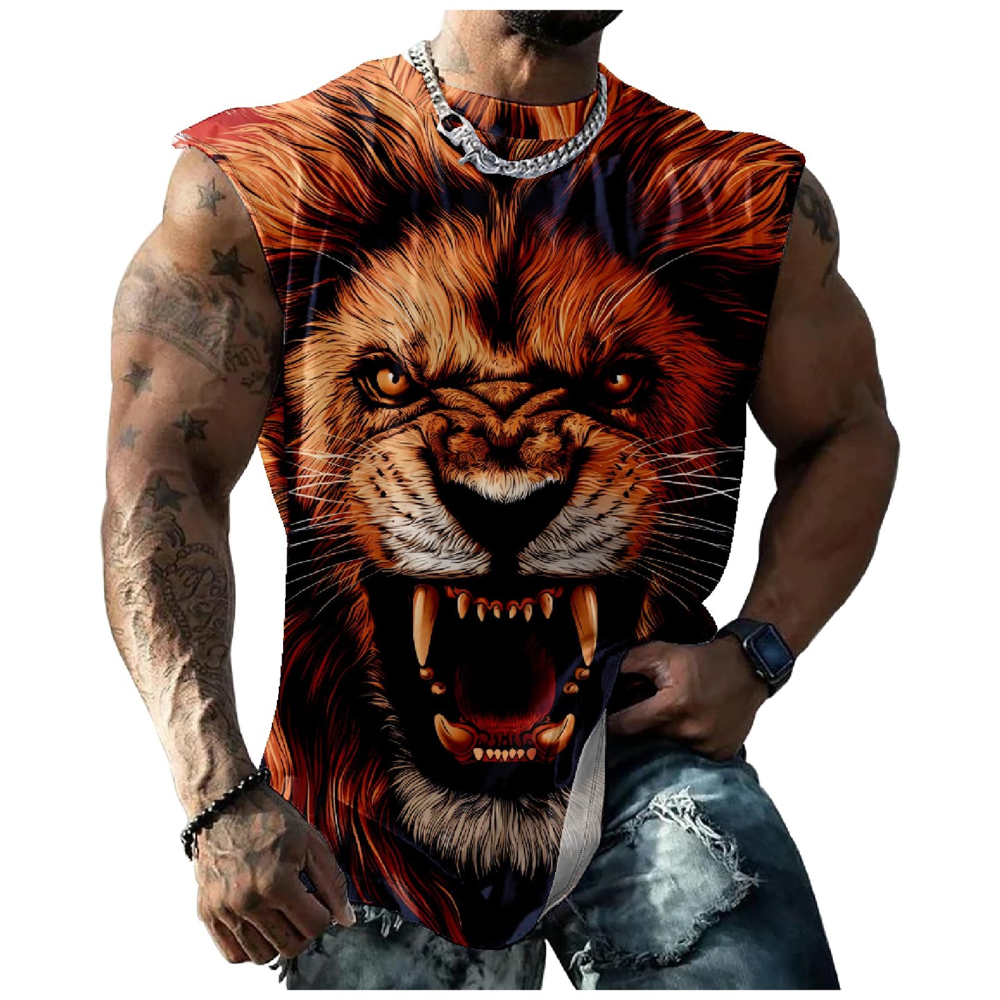 NAVARCH Mens Tank Tops Novelty 3D Printed Summer Casual Loose Workout Sleeveless Shirts Quick Dry Breathable Tops