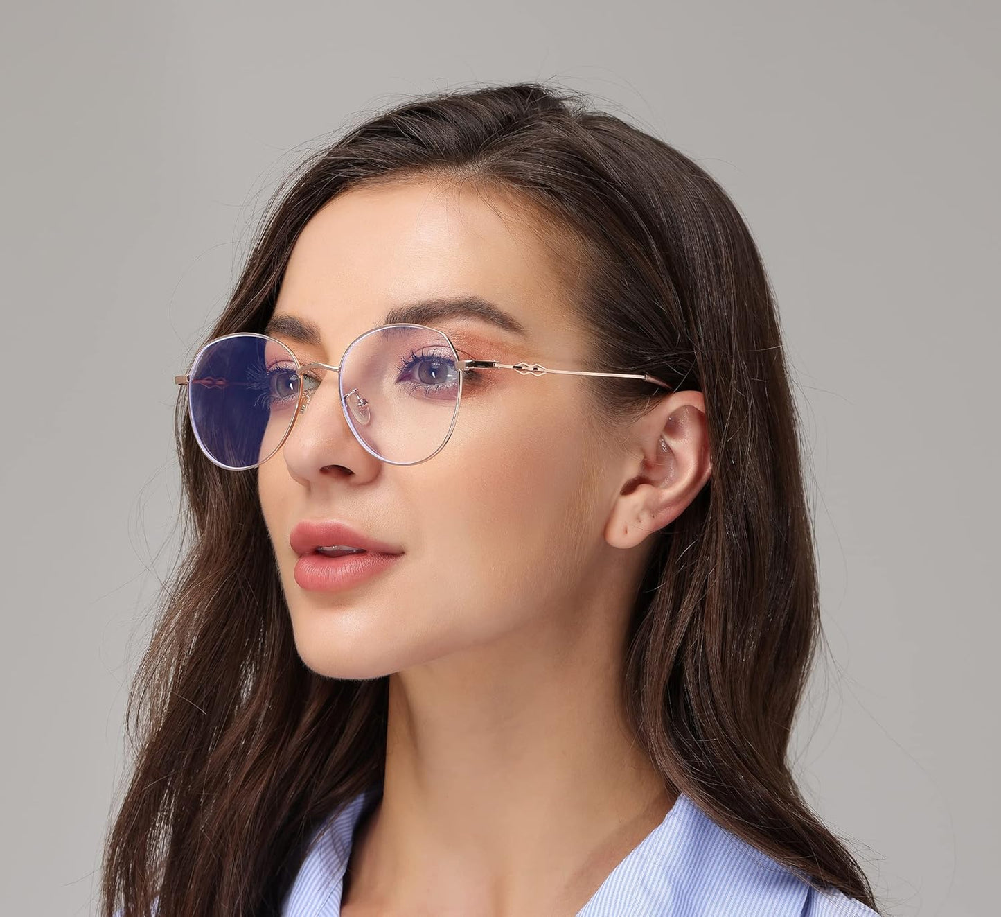 NAVARCH Blue Light Blocking Glasses Round Metal Frame Clear Lens Glass Hipster Metal Frame Women Eyeglasses