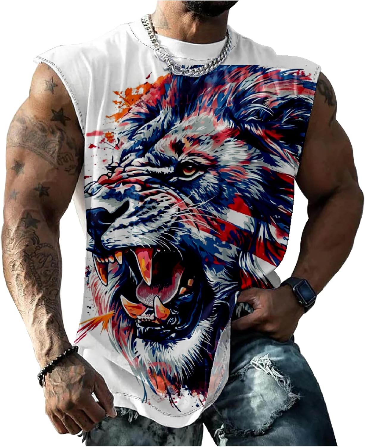NAVARCH Mens Tank Tops Novelty 3D Printed Summer Casual Loose Workout Sleeveless Shirts Quick Dry Breathable Tops