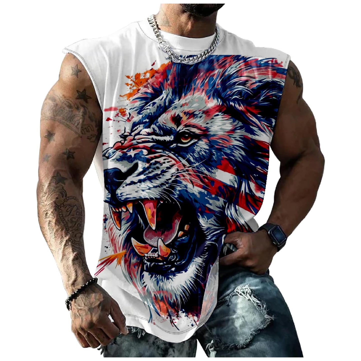 NAVARCH Mens Tank Tops Novelty 3D Printed Summer Casual Loose Workout Sleeveless Shirts Quick Dry Breathable Tops