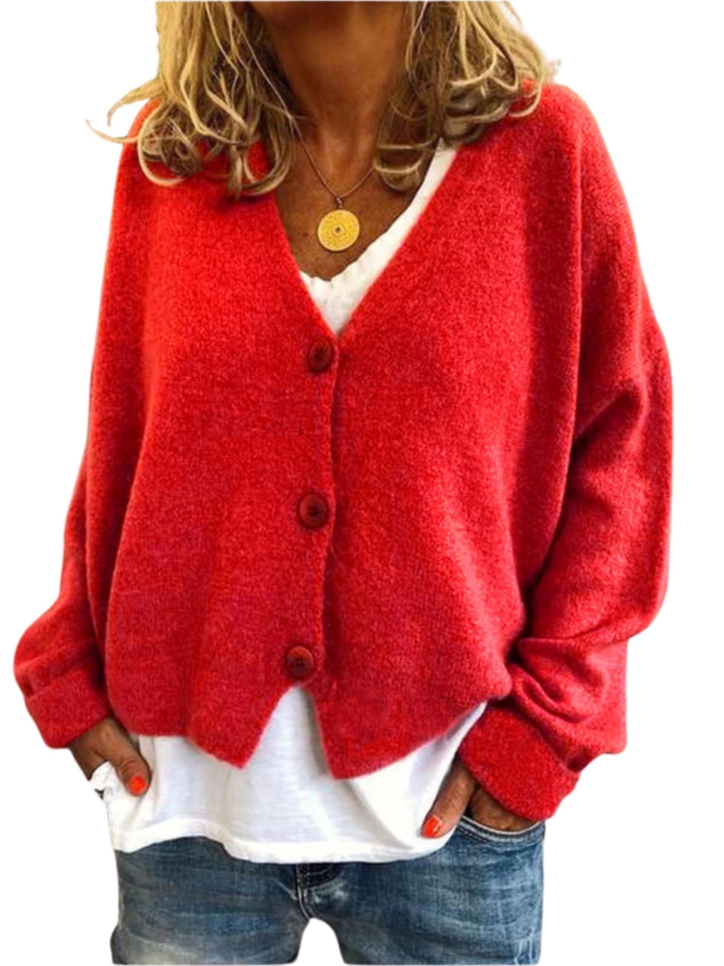 GYMTANK Women's V-Neck Cardigan | Lightweight Knit Button Down Fall Sweater | Casual Soft Open Front Sweater