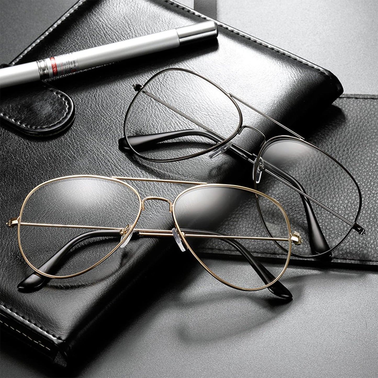 Embryform 2 Pieces Of Metal Glasses, Fashionable And Simple Eyeglasses Frame, Classic And Versatile Glasses