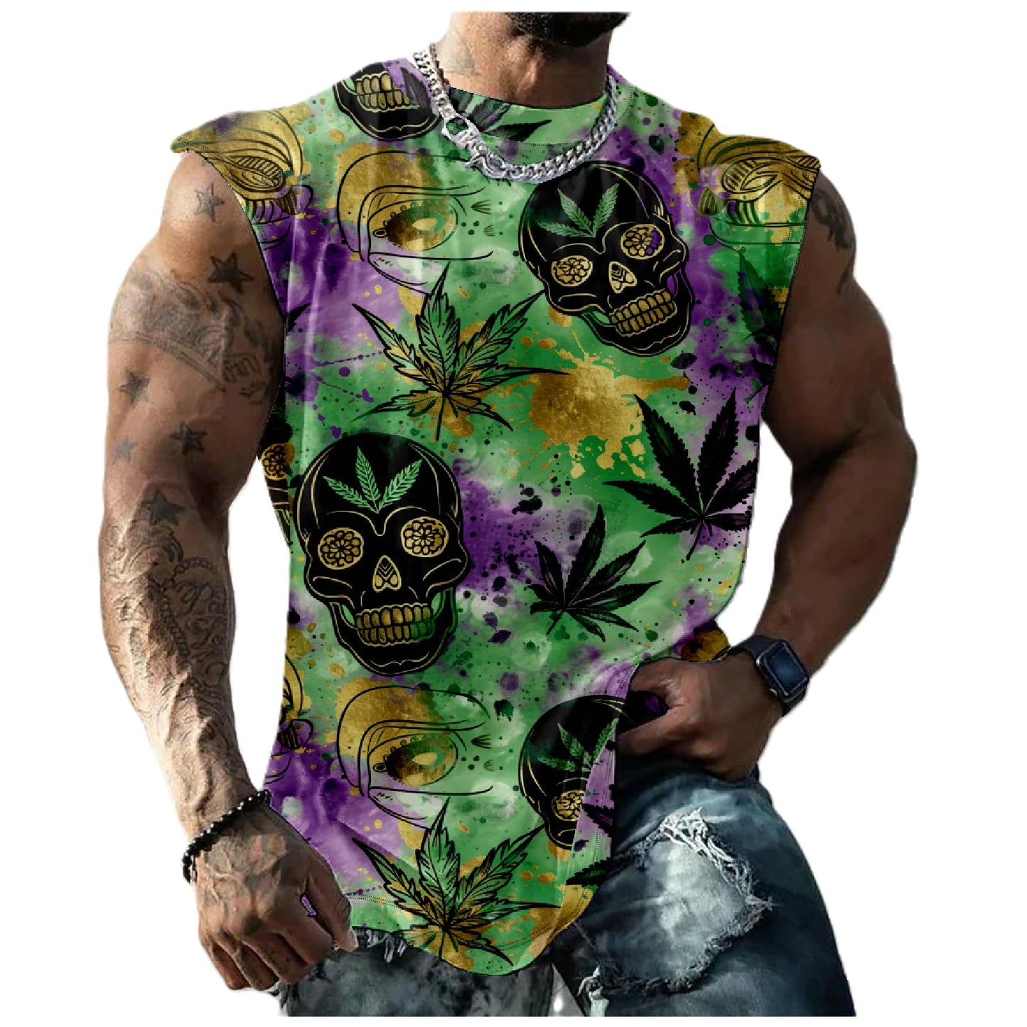 NAVARCH Mens Tank Tops Novelty 3D Printed Summer Casual Loose Workout Sleeveless Shirts Quick Dry Breathable Tops