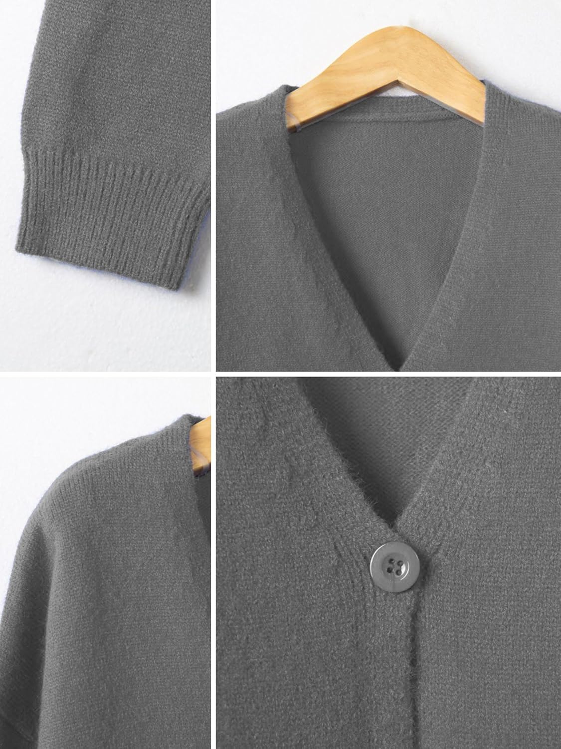 GYMTANK Women's V-Neck Cardigan | Lightweight Knit Button Down Fall Sweater | Casual Soft Open Front Sweater