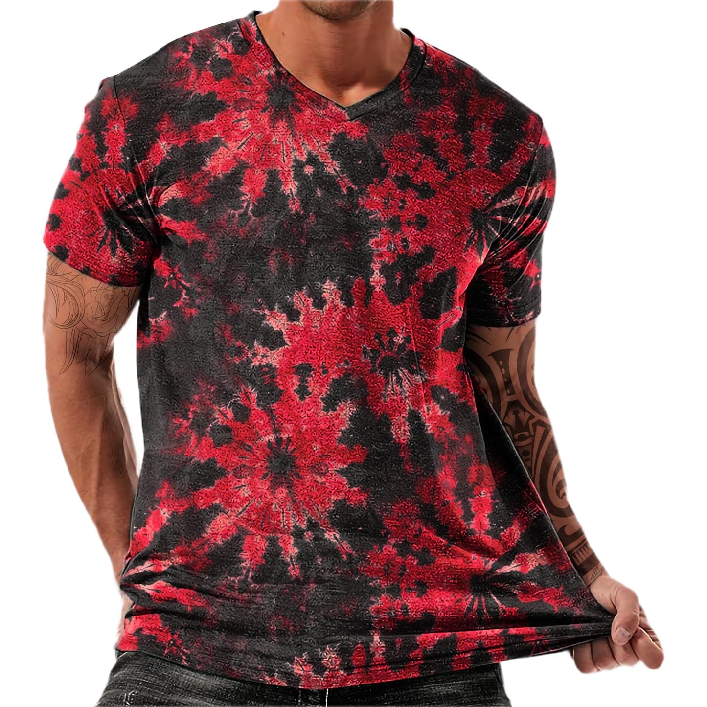 NAVARCH Trendy Summer Mens Casual Shirts V Neck Breathable Novelty Shirt Streetwear Graphic Tees
