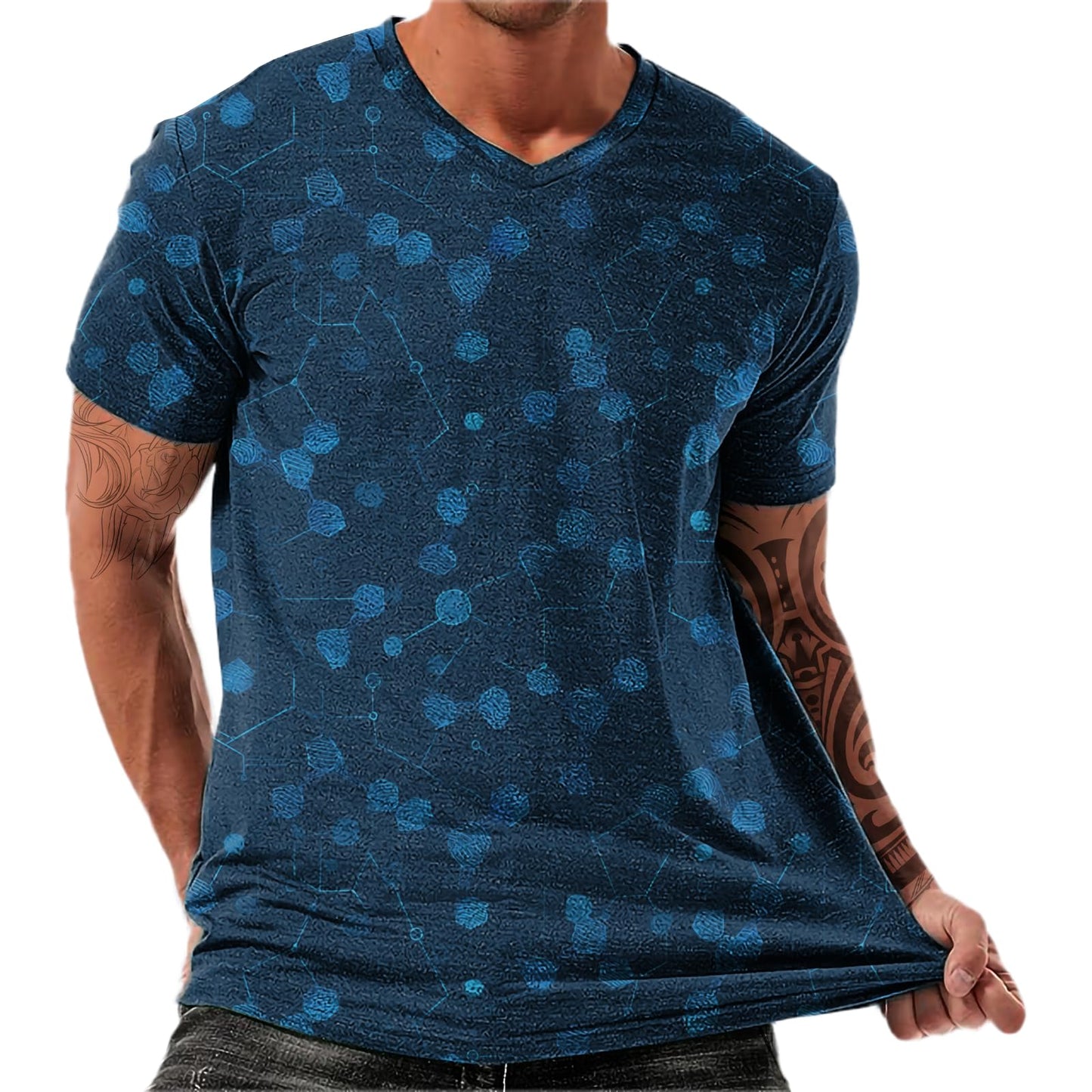 NAVARCH Trendy Summer Mens Casual Shirts V Neck Breathable Novelty Shirt Streetwear Graphic Tees