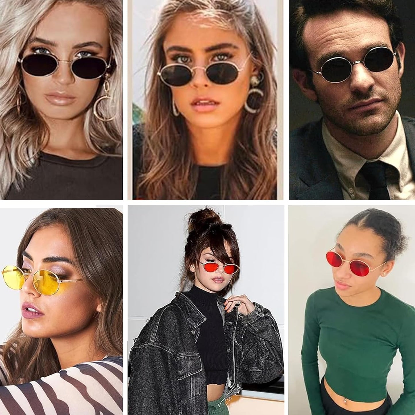 Embryform Retro Oval Sunglasses for Women Men Vintage 90s Hippie sunglasses Classic Metal Frame Eyeglasses